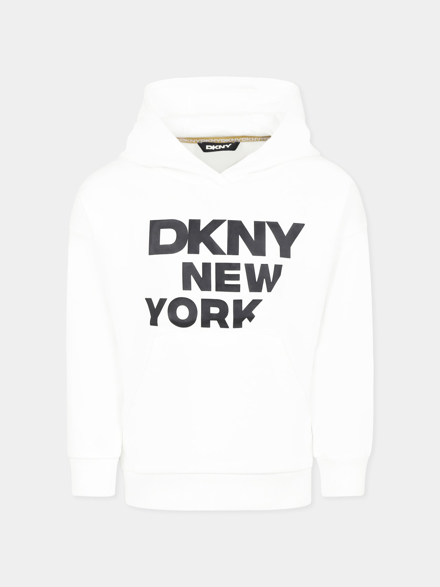 Felpa bianca per bambina con logo,Dkny,D62248 10P