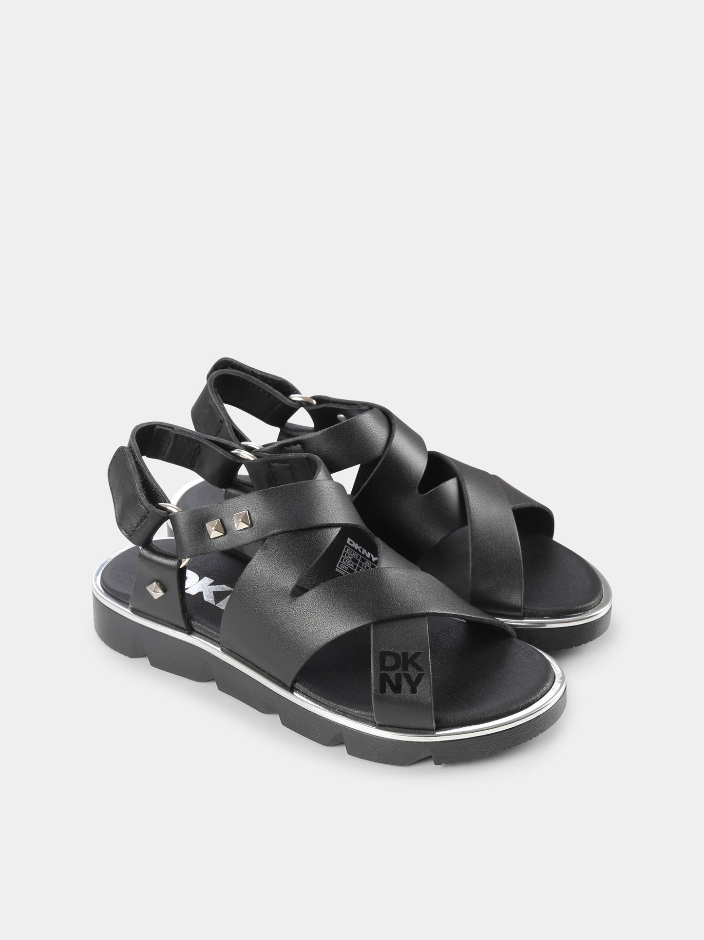 Sandali neri per bambina con borchie,Dkny,D62090 09B