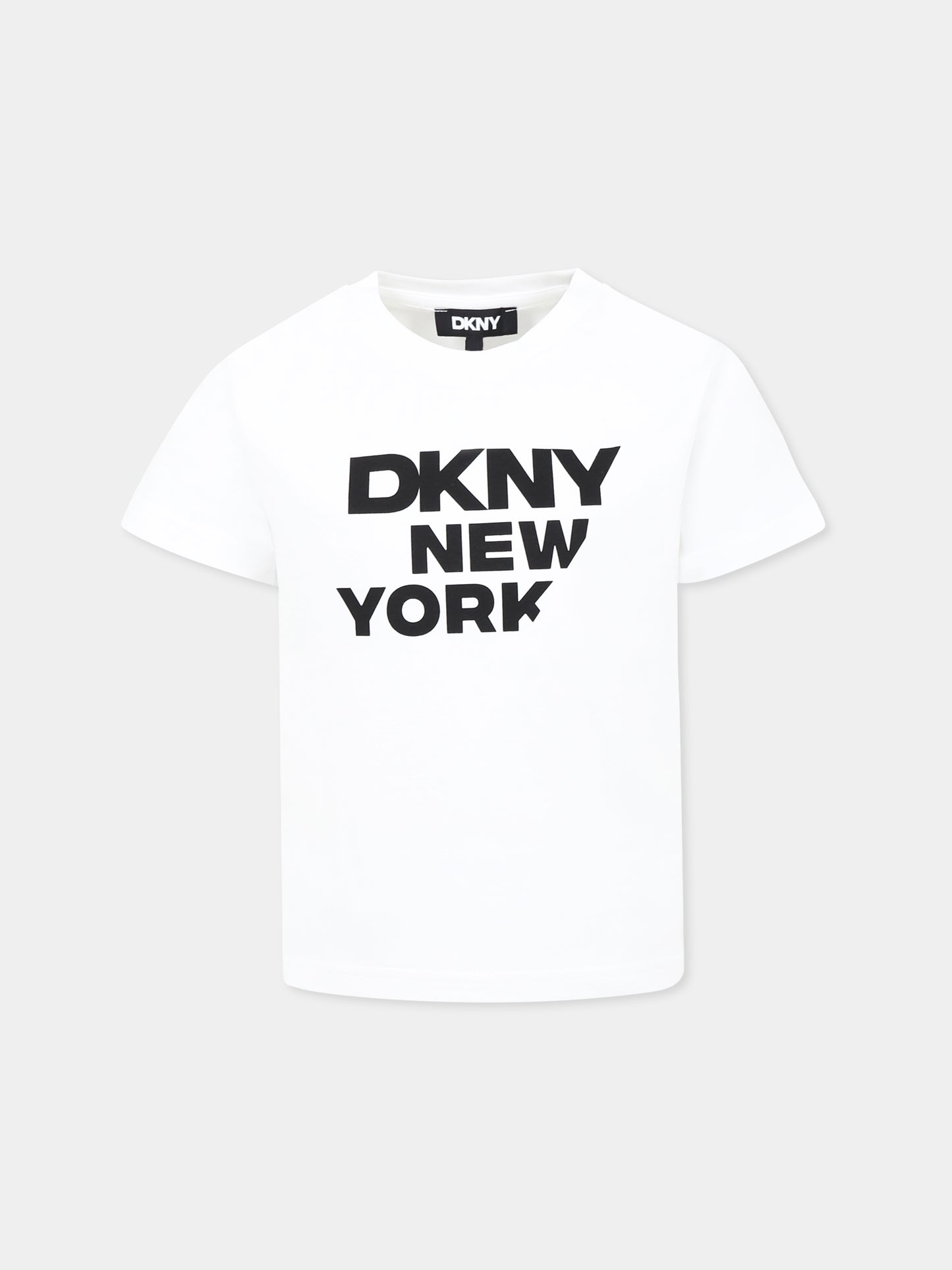 T-shirt bianca per bambina con logo,Dkny,D62299 10P