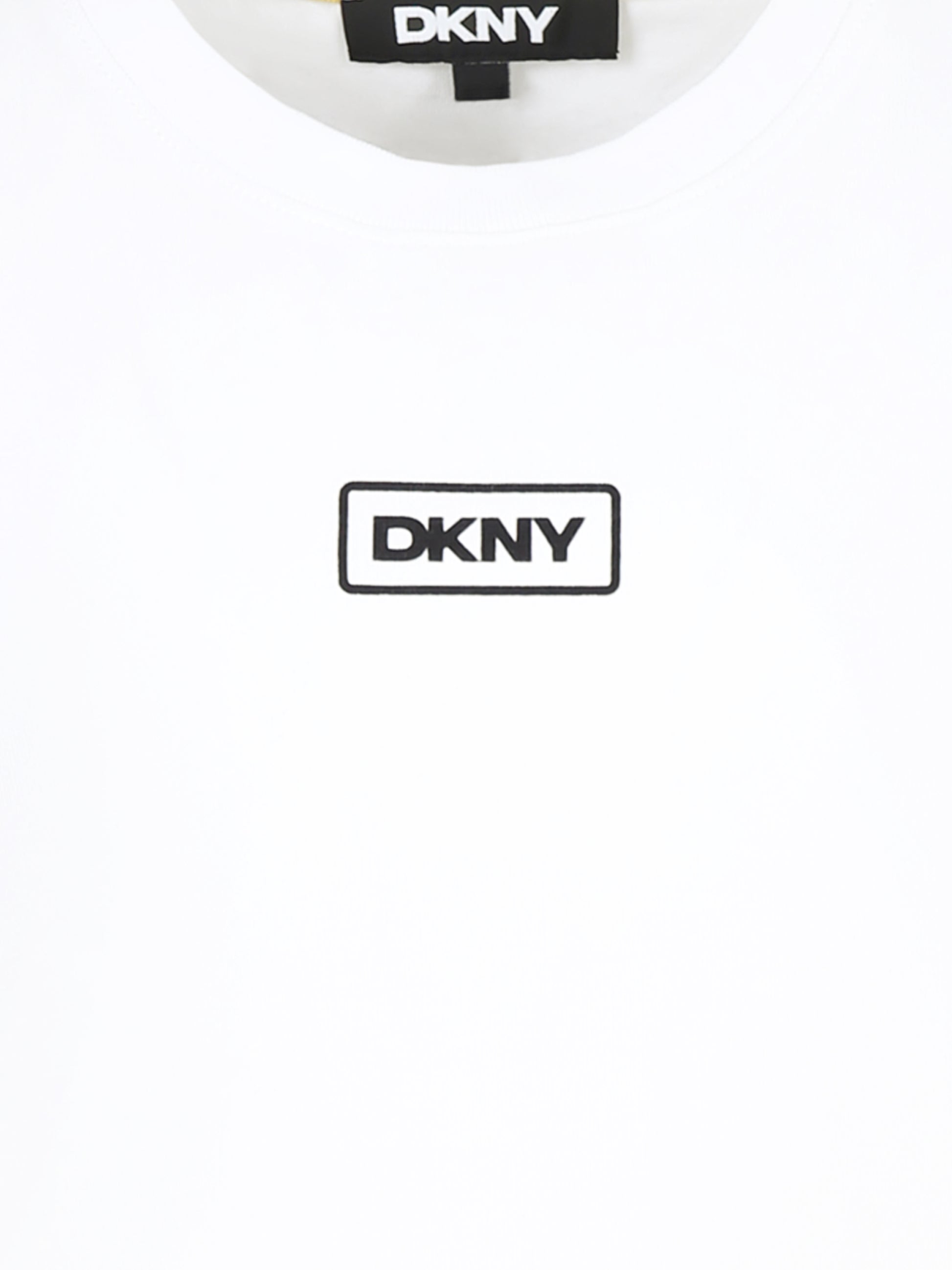 T-shirt bianca per bambina con logo e slogan,Dkny,D62300 10P
