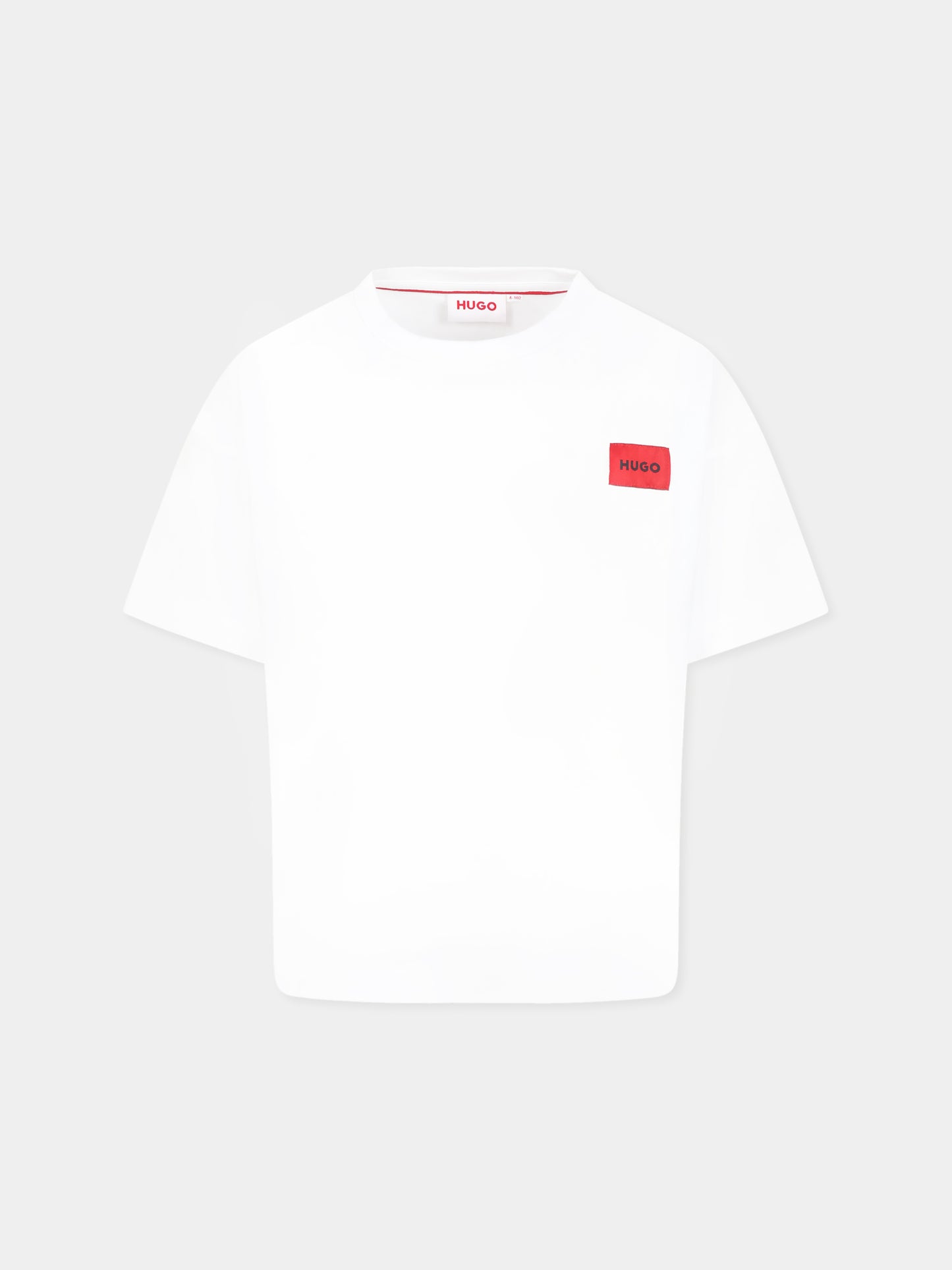 T-shirt bianca per bambino con logo e stampa