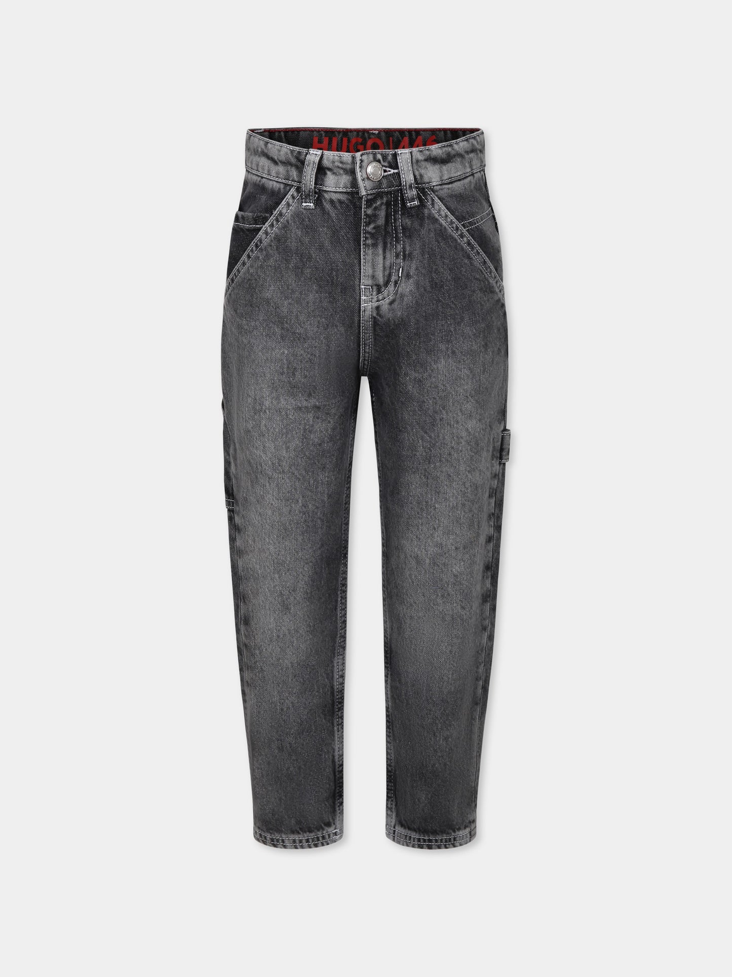 Jeans 446 grigi per bambino con logo,Hugo,G00383 Z21