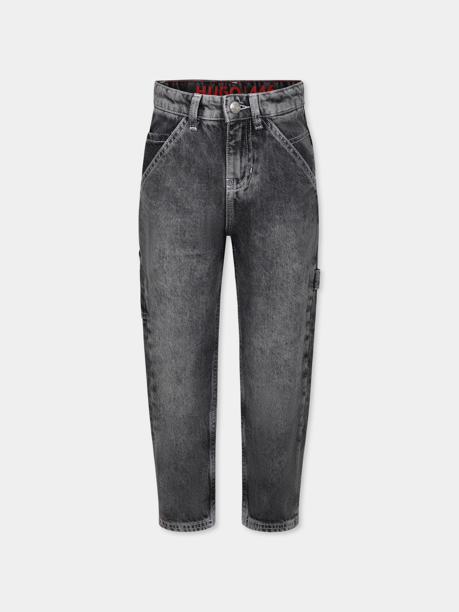 Jeans 446 grigi per bambino con logo,Hugo,G00383 Z21