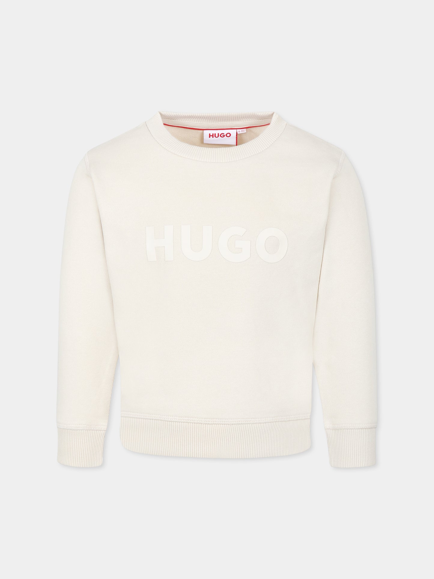 Felpa beige per bambino con logo