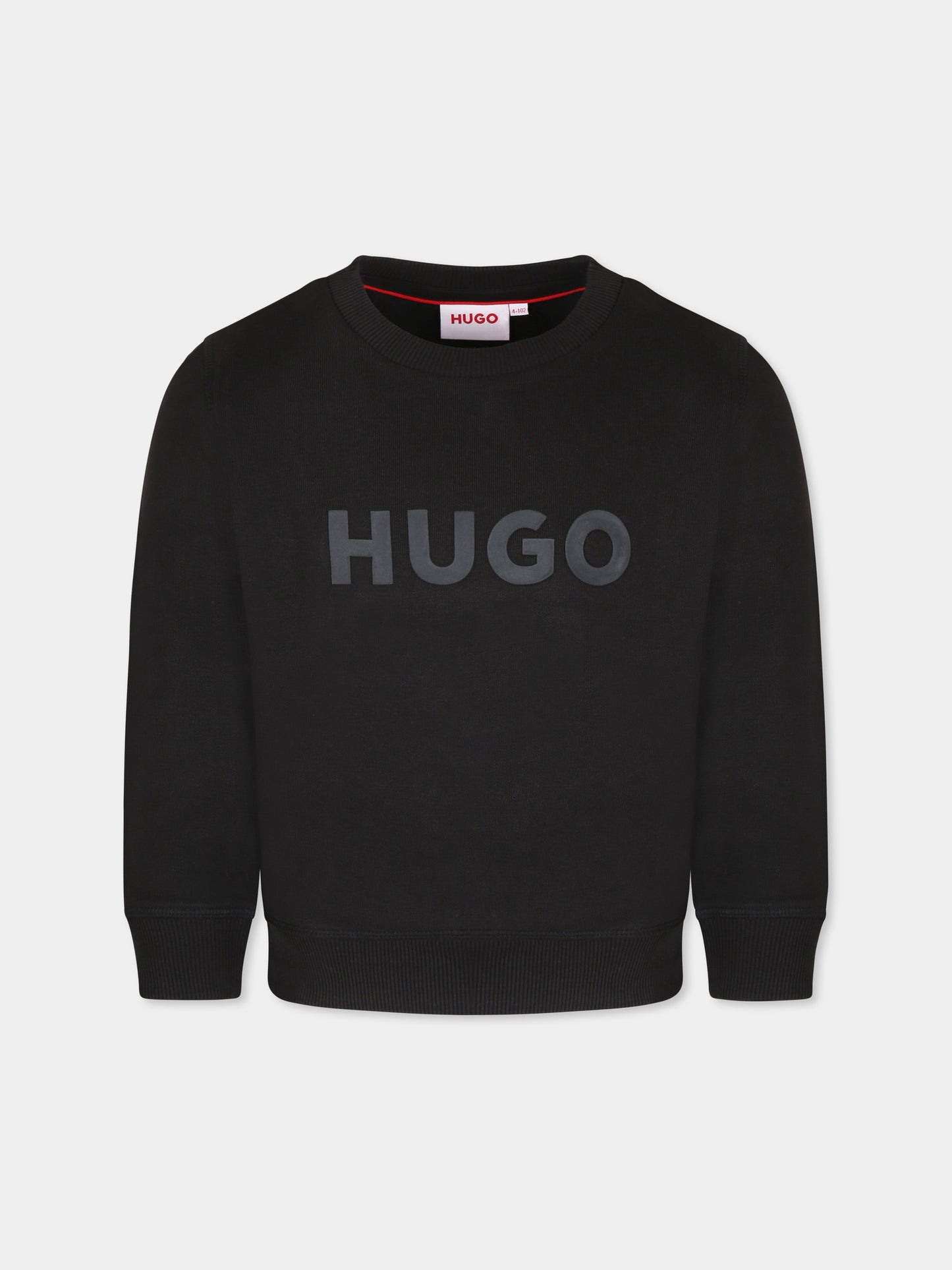 Felpa nera per bambino con logo,Hugo,G00350 09B