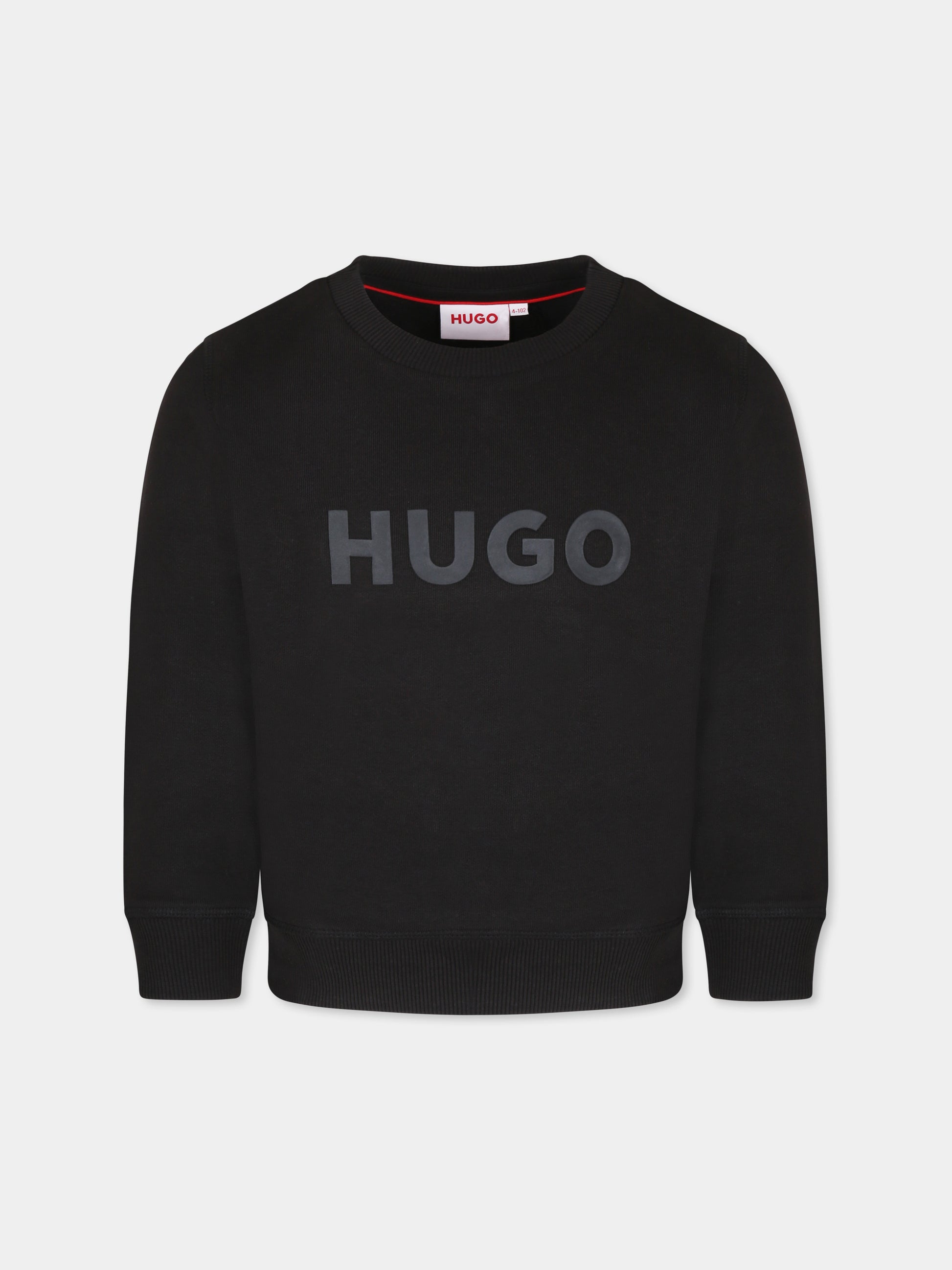 Felpa nera per bambino con logo,Hugo,G00350 09B