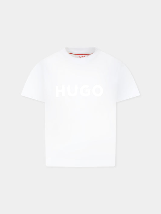 T-shirt bianca per bambino con logo,Hugo,G00333 10P