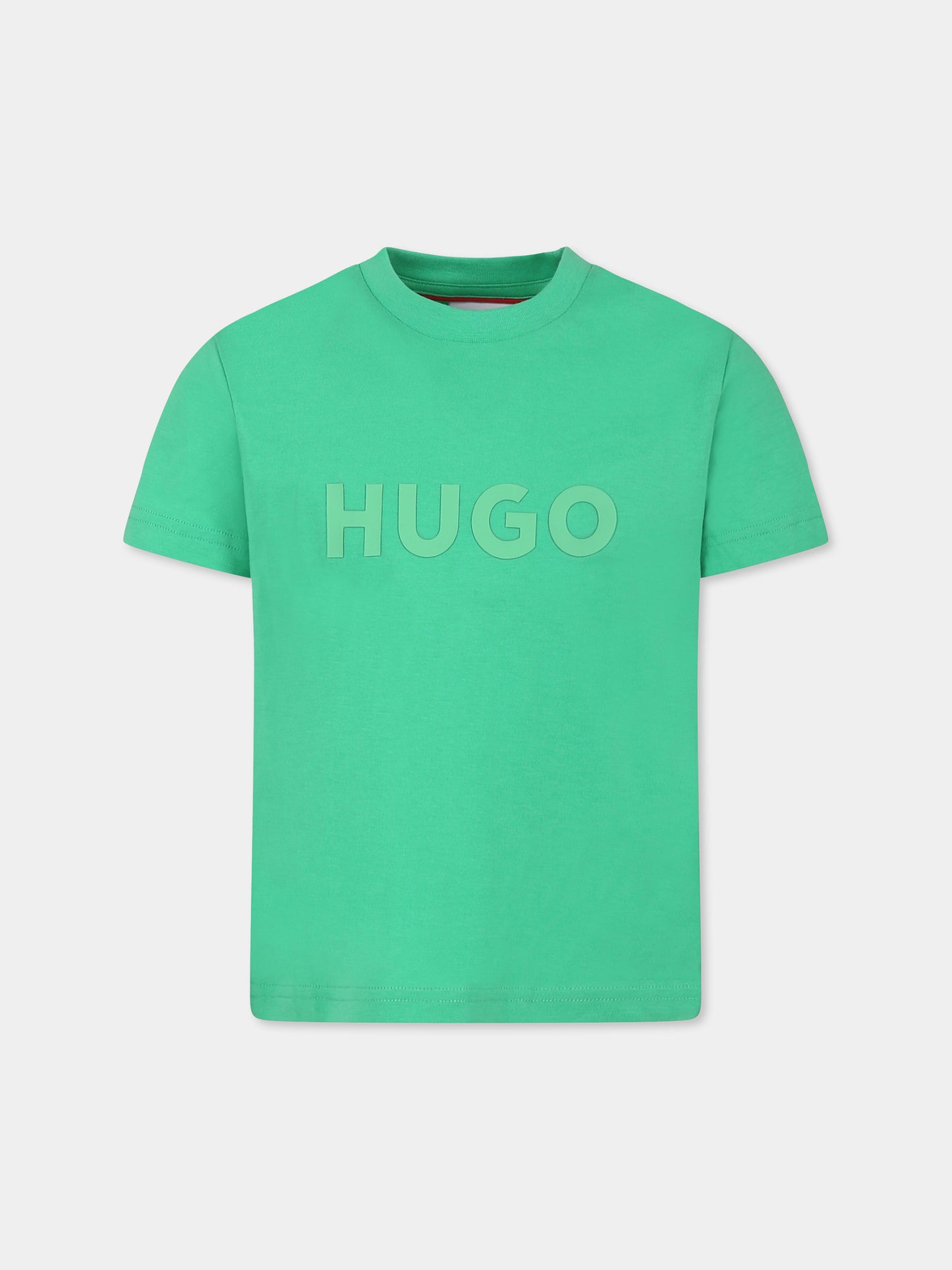 T-shirt verde per bambino con logo