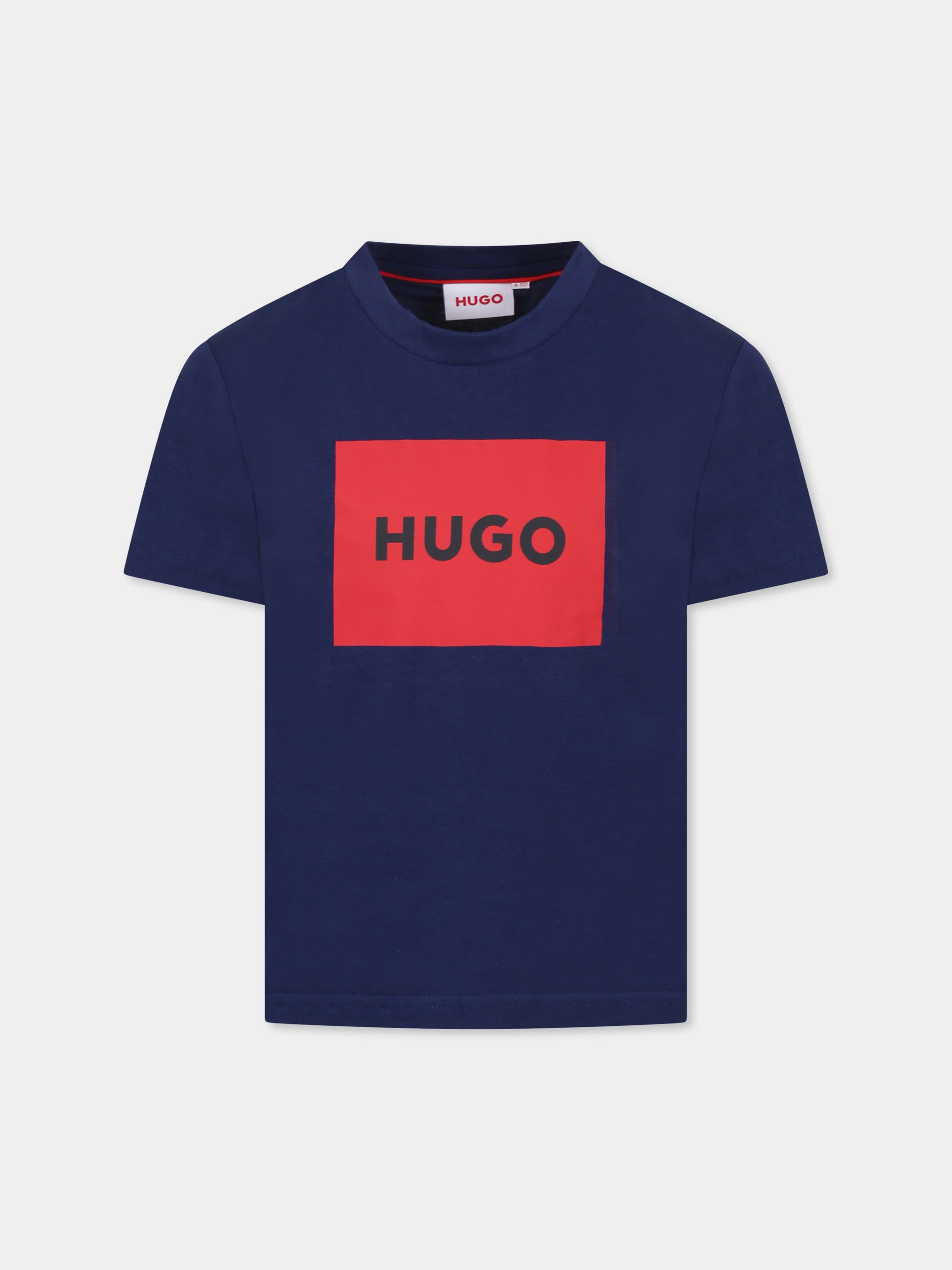 T-shirt blu per bambino con logo,Hugo,G00334 84N
