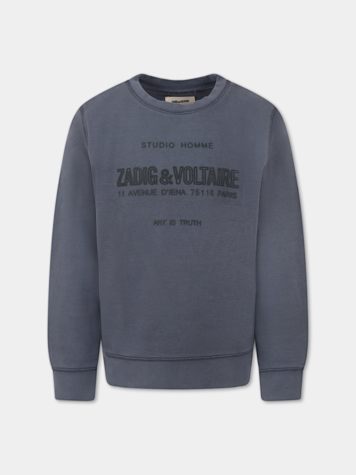 Felpa grigia per bambino con logo,Zadig & Voltaire Kids,X60382 033