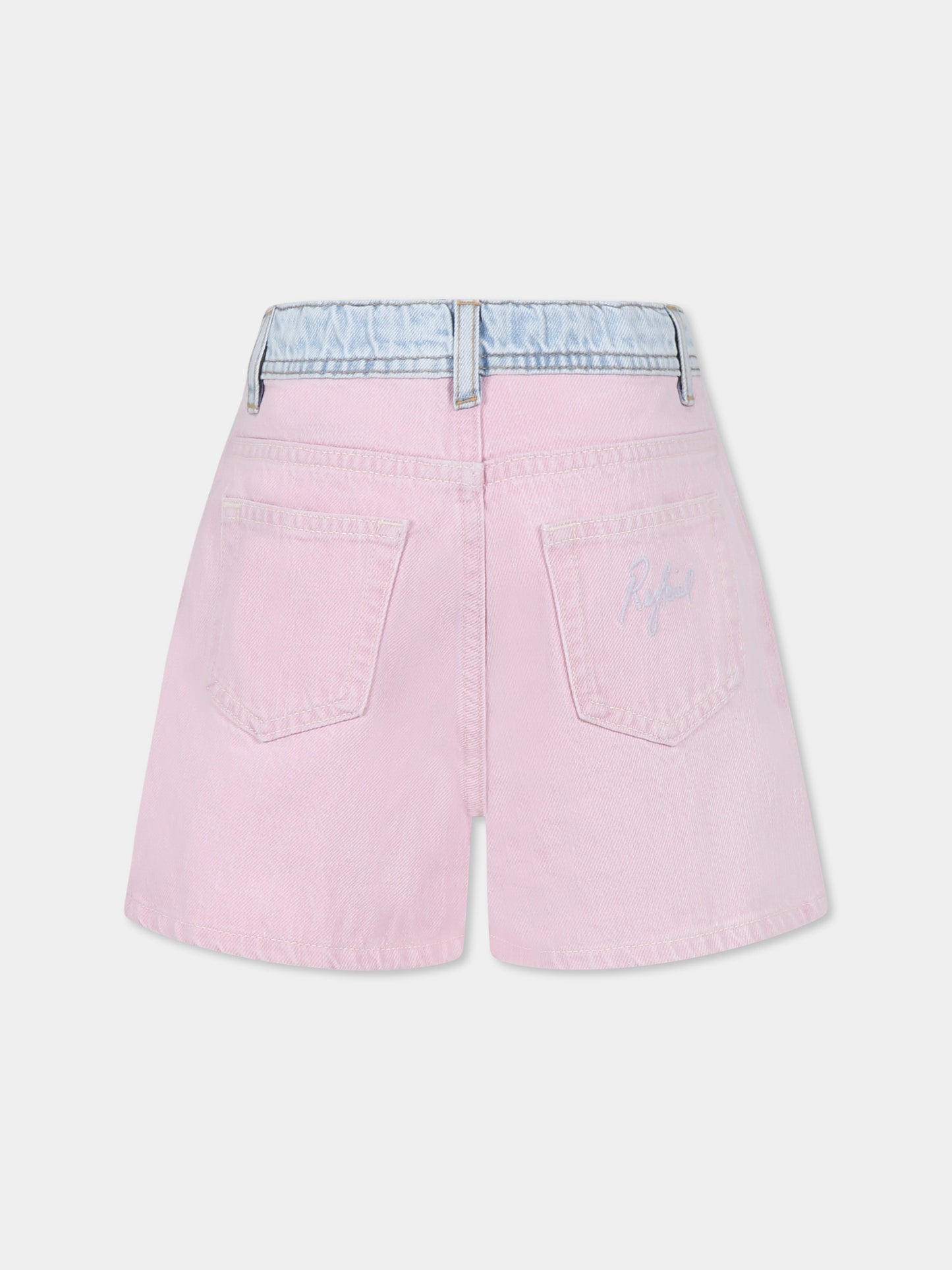 Shorts rosa per bambina con logo e strass,Sonia Rykiel Paris,A00297 45B