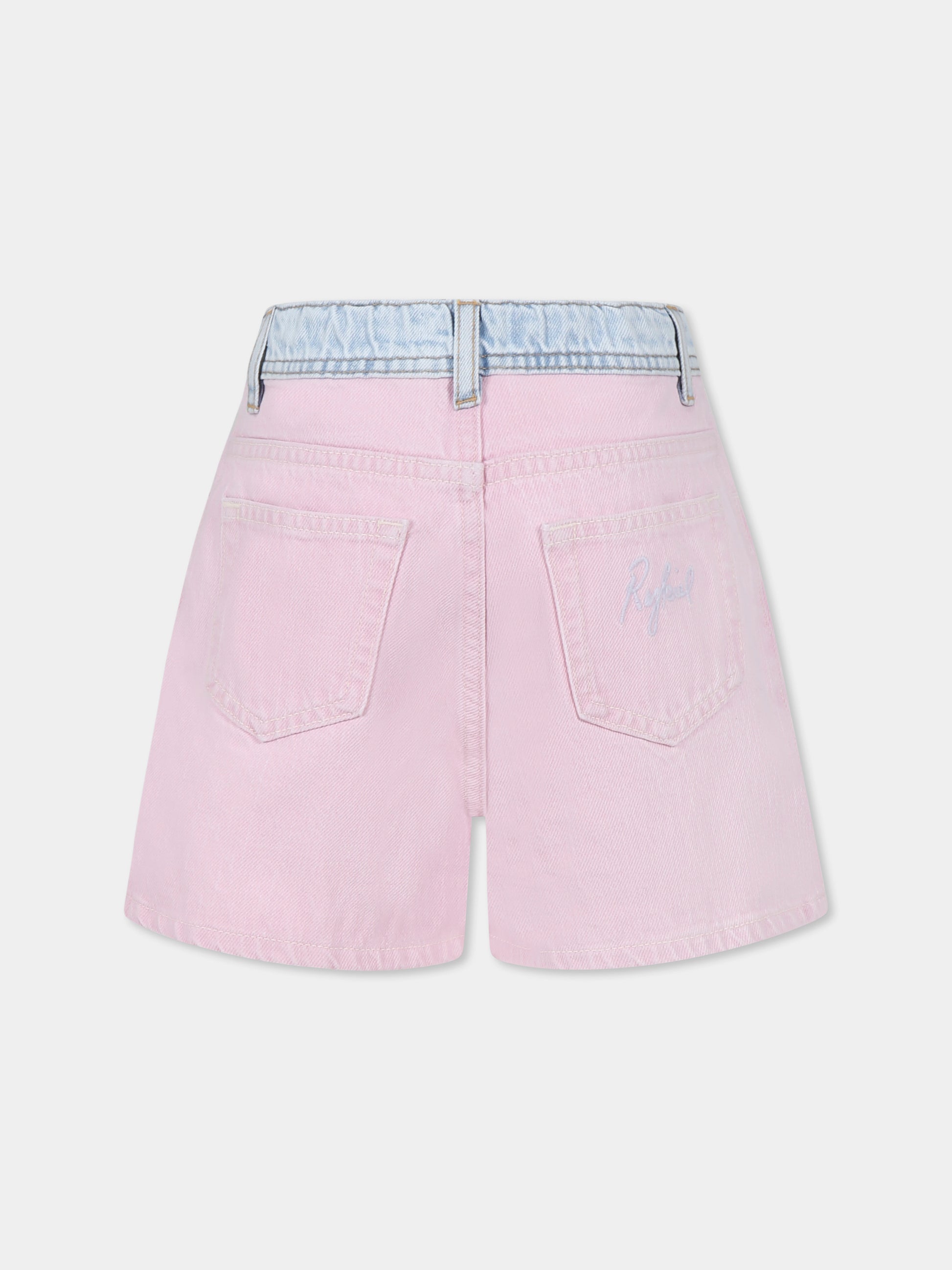 Shorts rosa per bambina con logo e strass,Sonia Rykiel Paris,A00297 45B