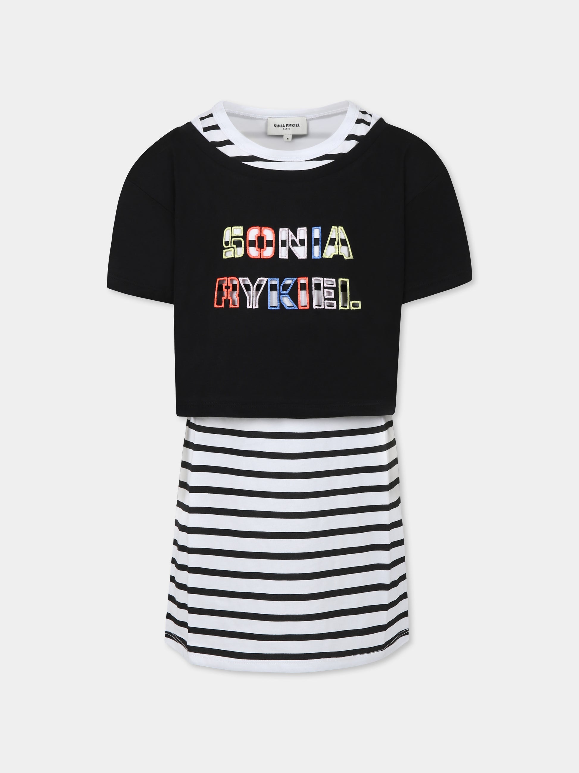 Vestito multicolor per bambina con logo,Sonia Rykiel Paris,A00272 09B
