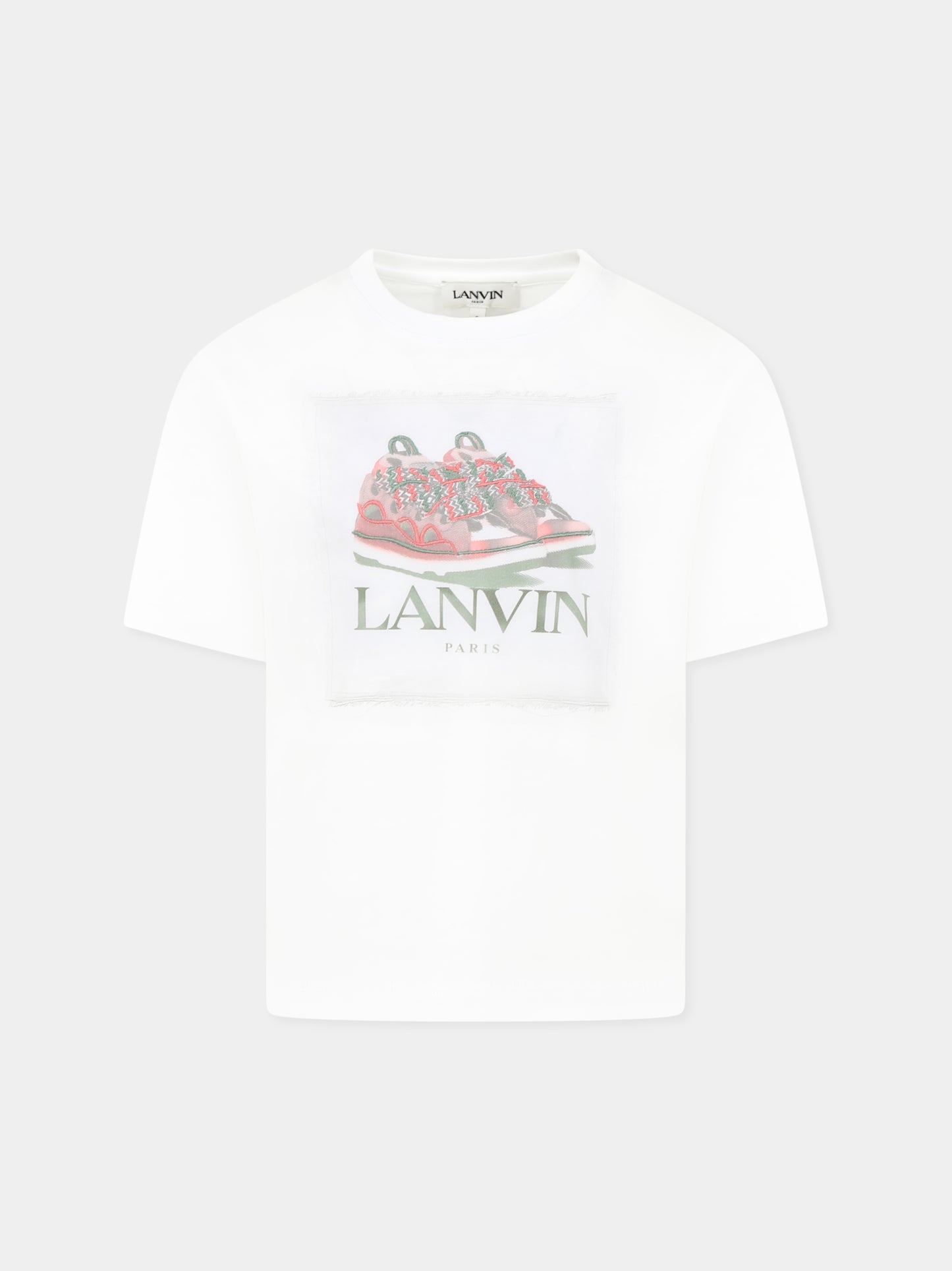 T-shirt bianca per bambina con stampa sneakers