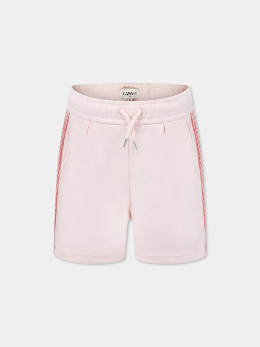 Shorts rosa per bambina con logo