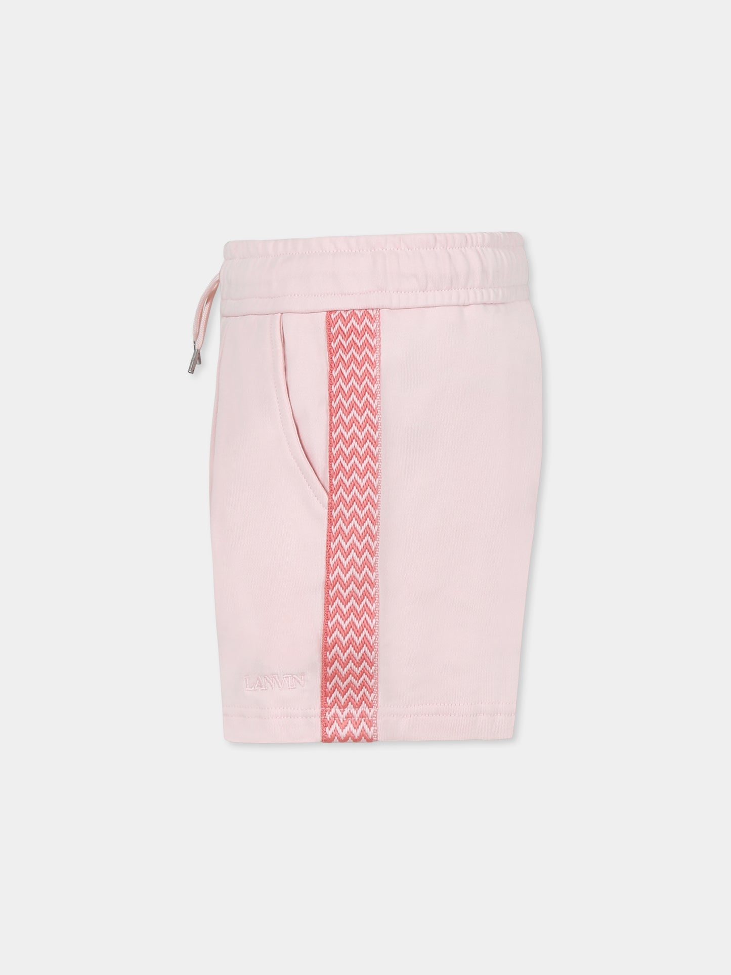 Shorts rosa per bambina con logo