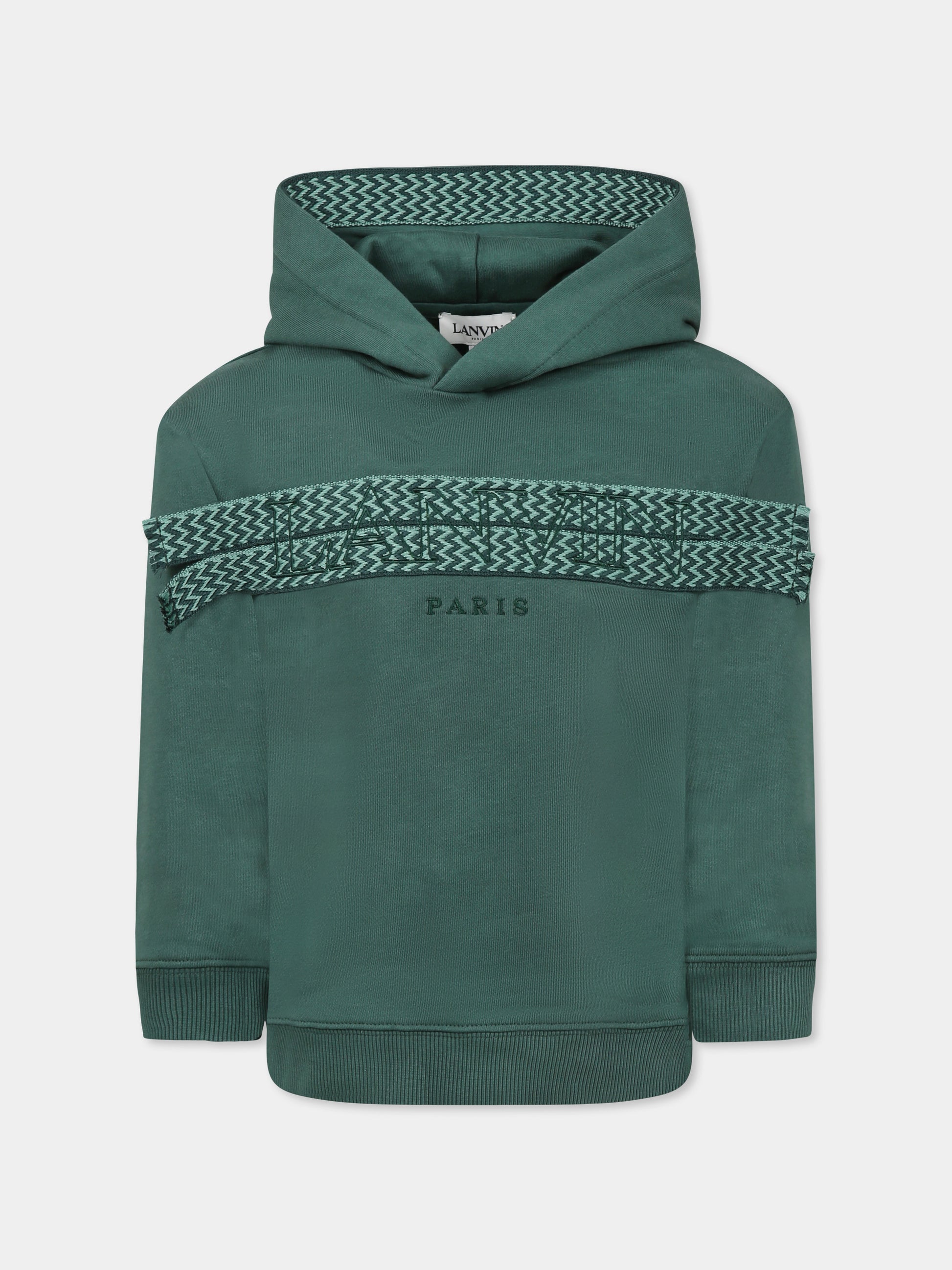 Felpa verde per bambino con logo,Lanvin Petite,N30225 722