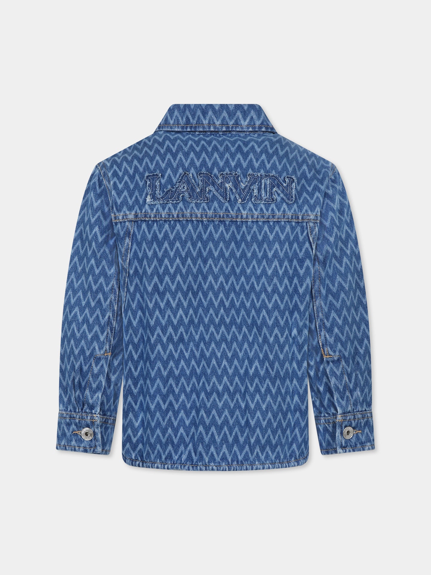 Camicia denim per bambino con logo e motivo Curb,Lanvin Petite,N30227 Z03