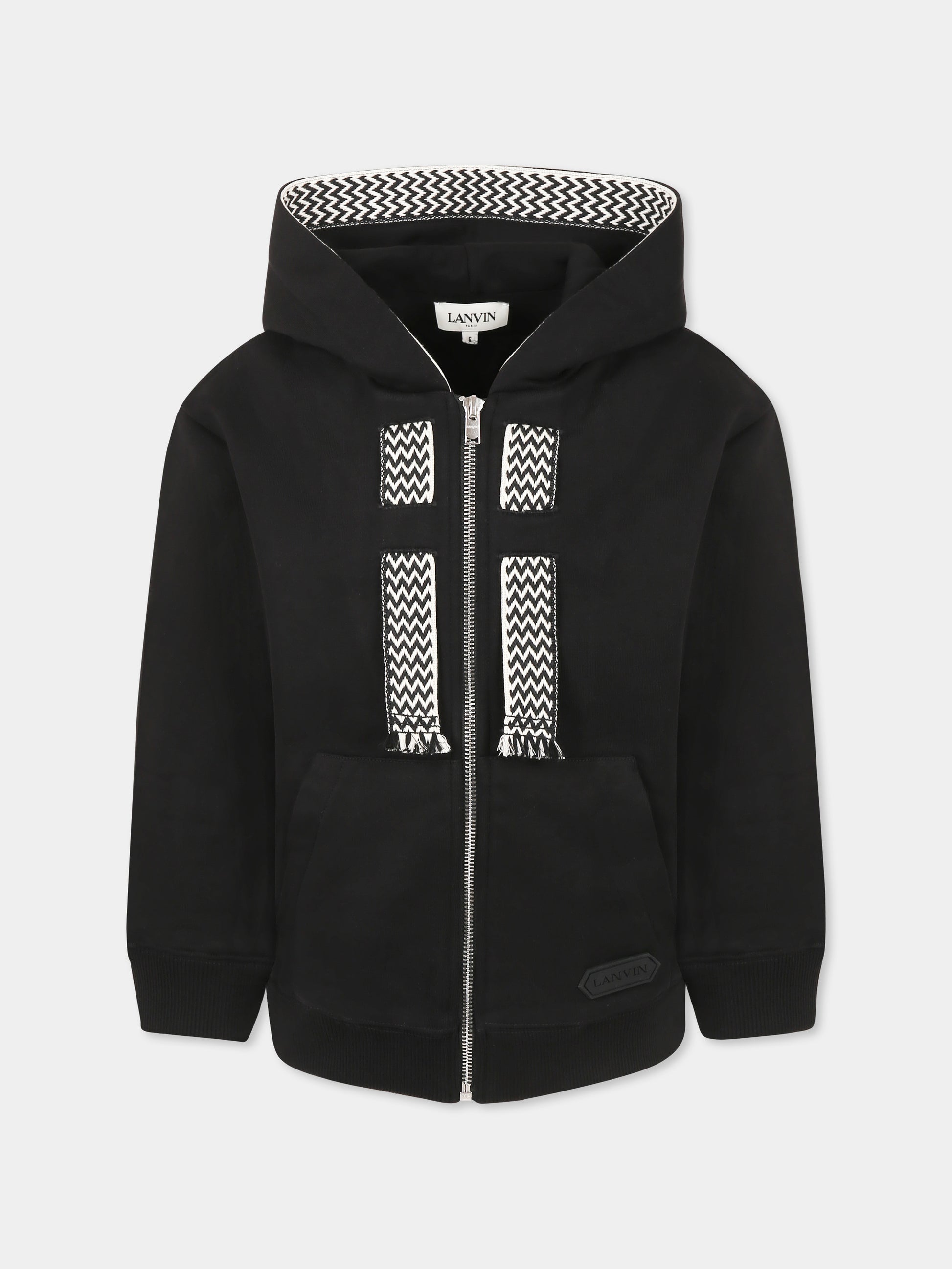 Felpa nera per bambino con logo,Lanvin Petite,N30228 09B