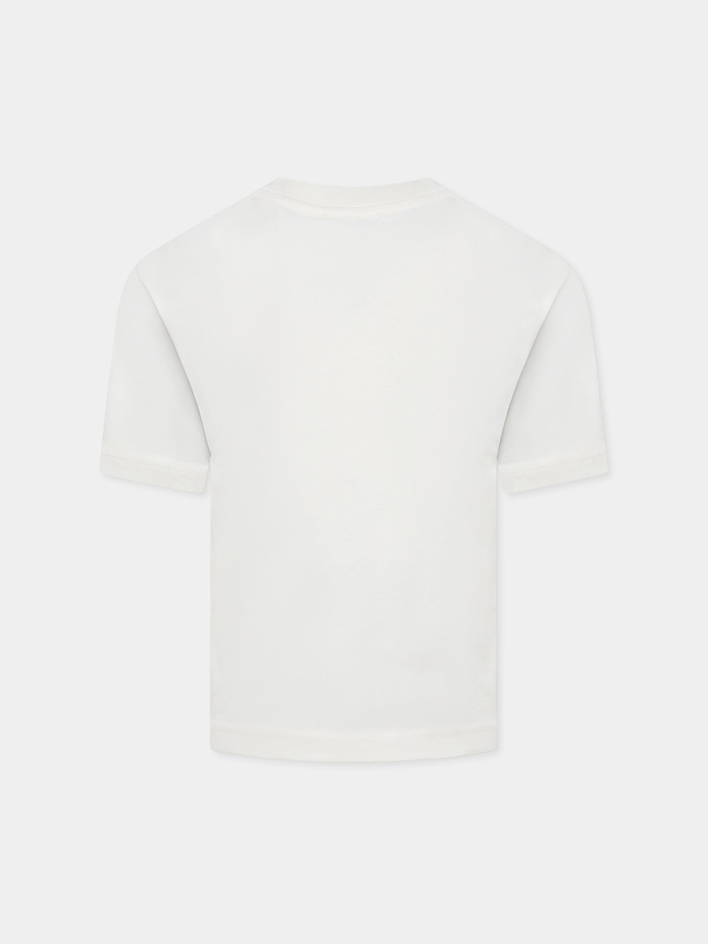 T-shirt avorio per bambino con stampa skeakers