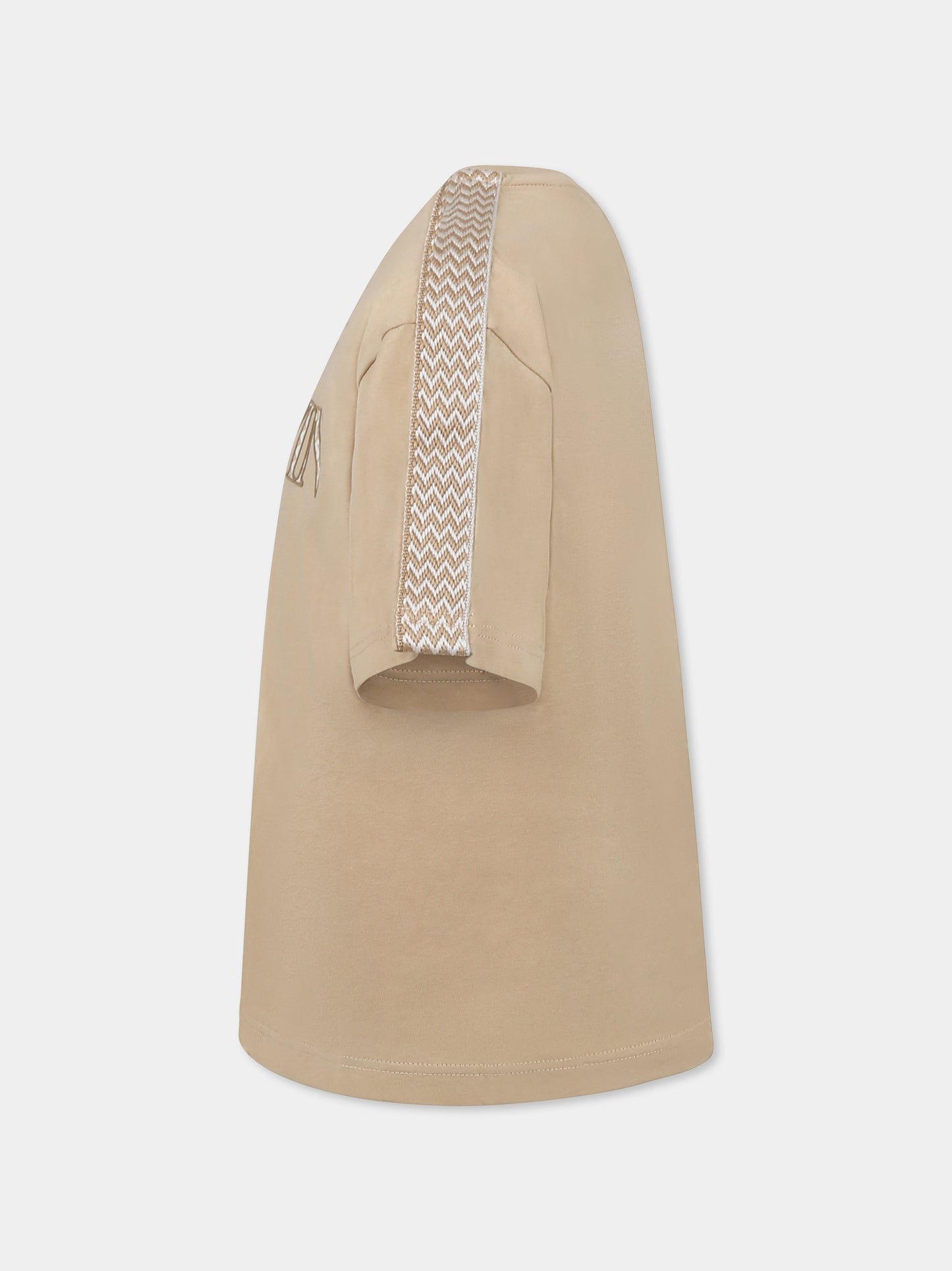 T-shirt beige per bambino con logo