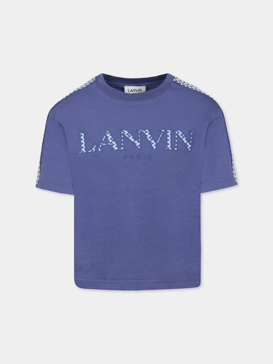 T-shirt blu per bambino con logo