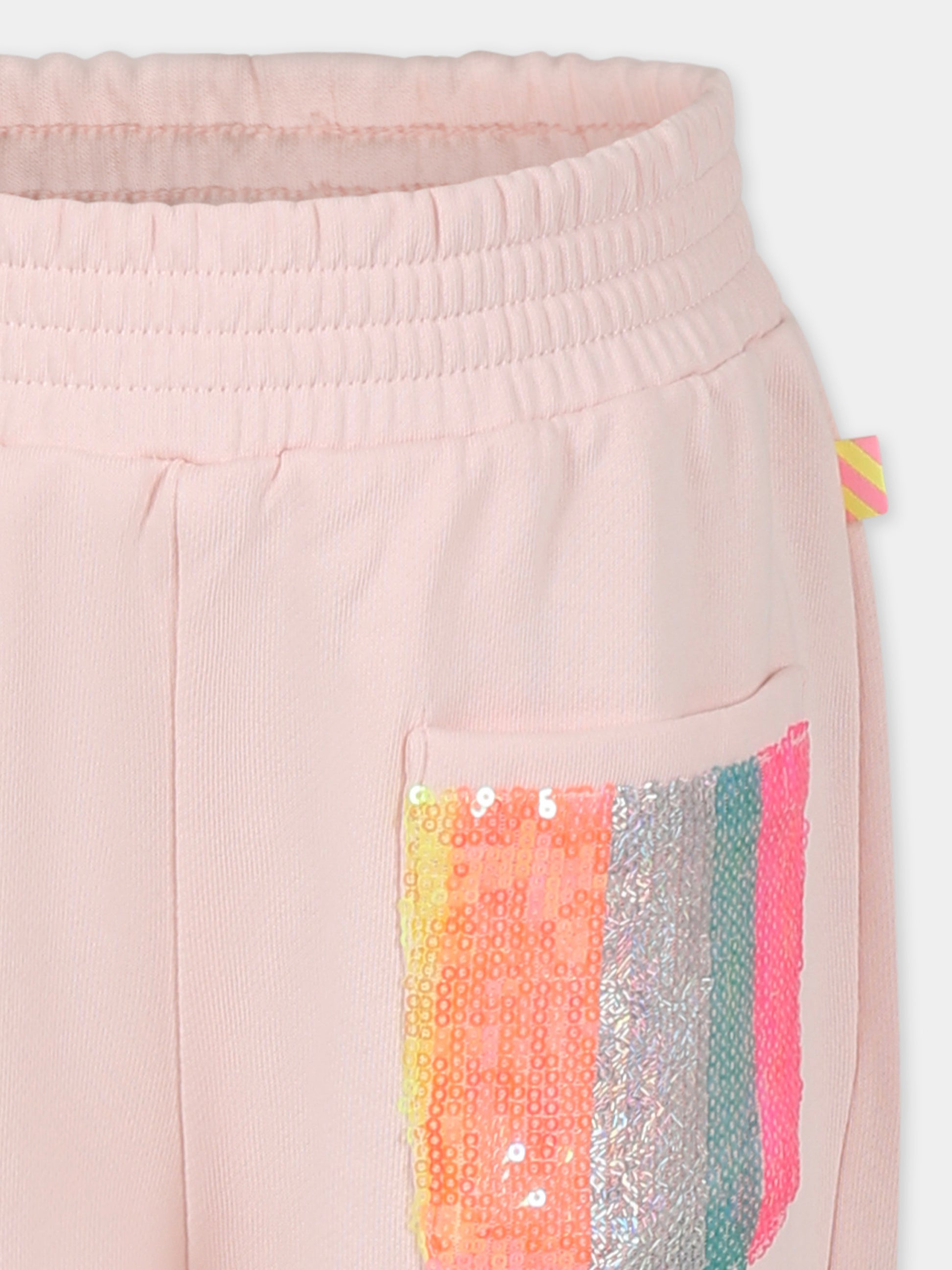 Pantaloni rosa per bambina con paillettes,Billieblush,U21065 45X