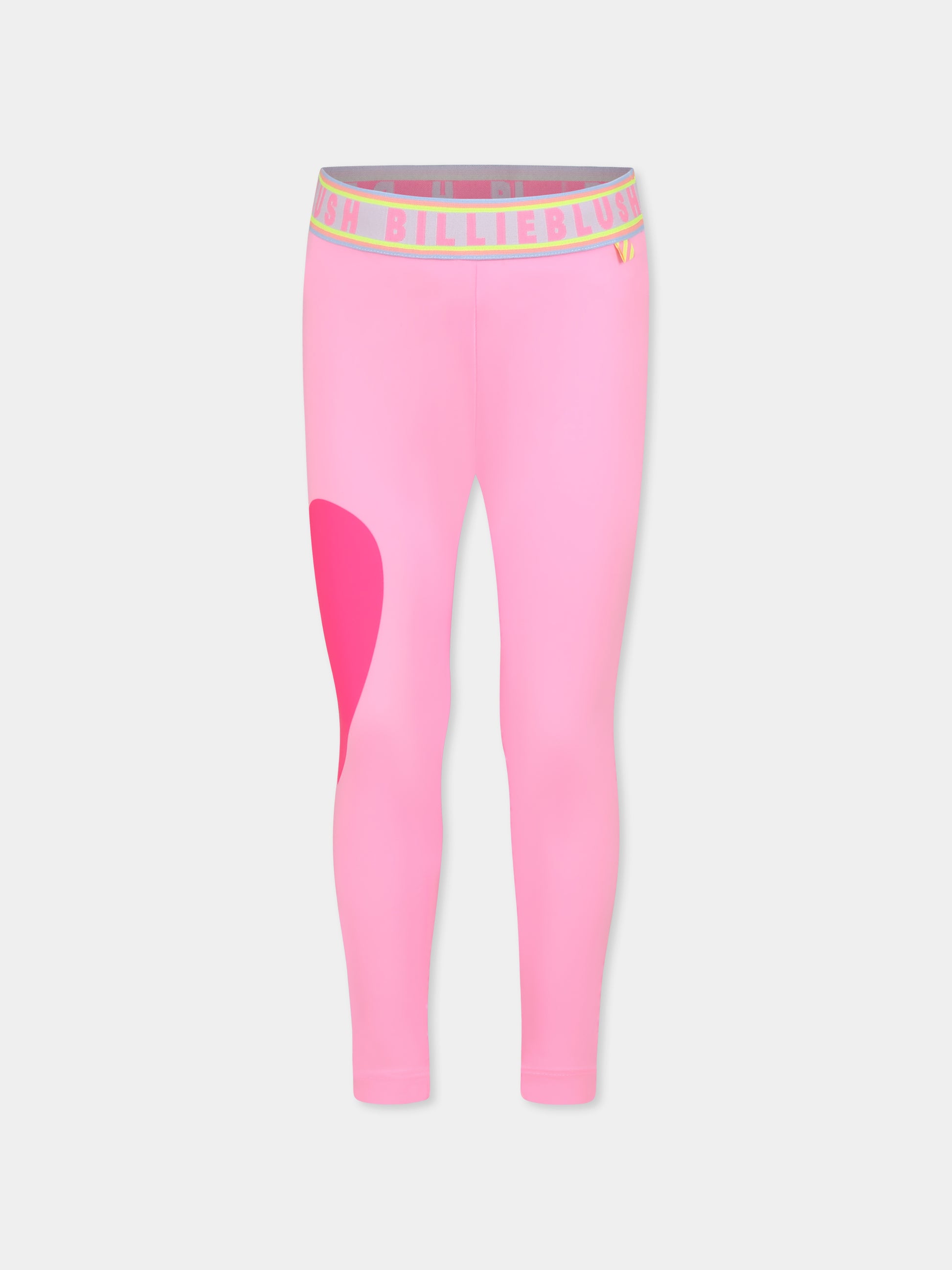 Leggings rosa per bambina con cuore,Billieblush,U20860 462