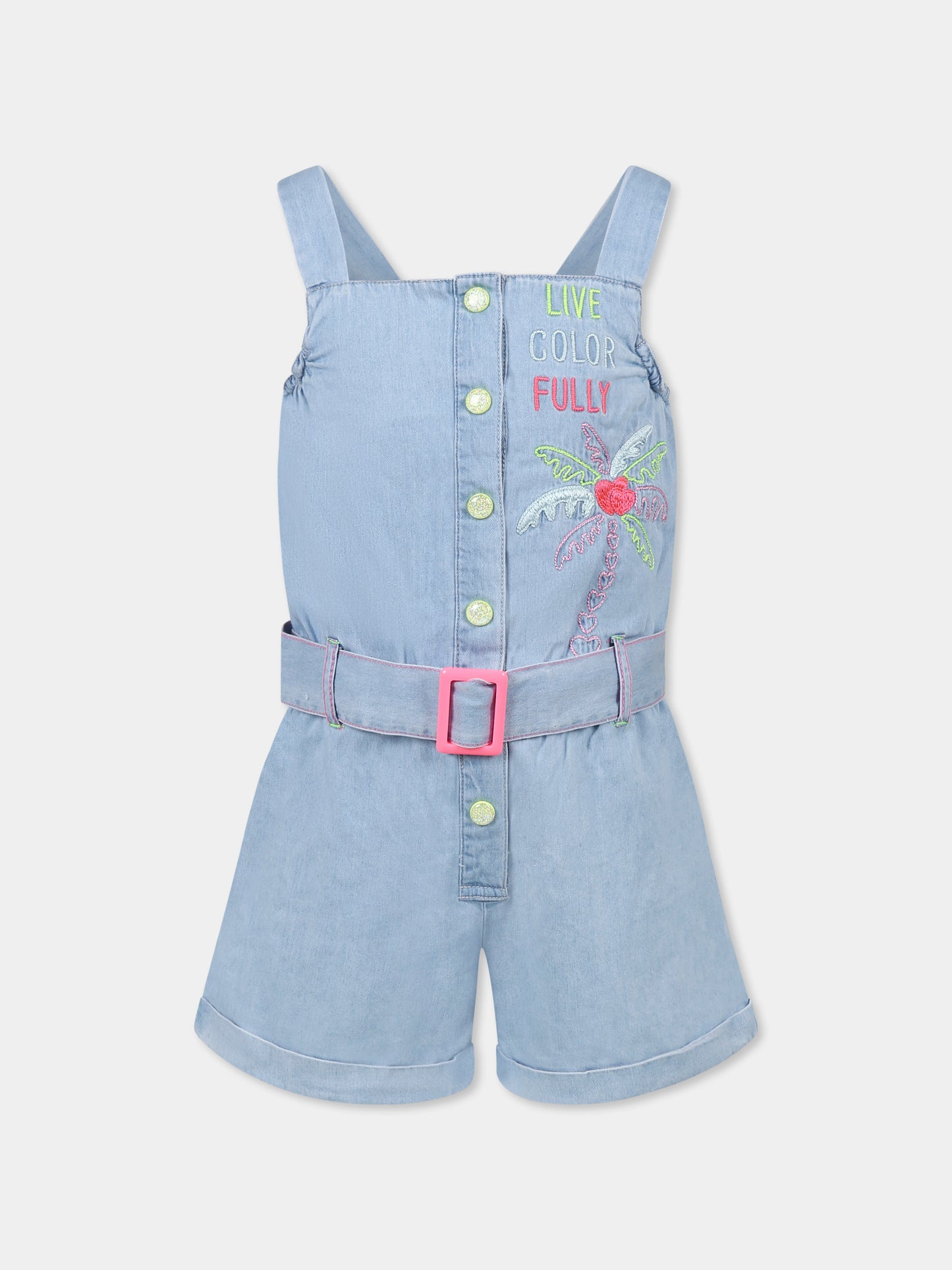 Jumpsuit denim per bambina con palma,Billieblush,U20847 Z04
