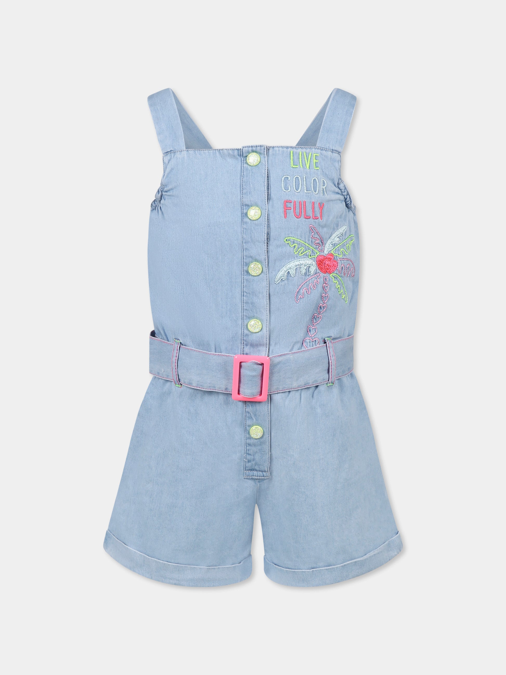 Jumpsuit denim per bambina con palma,Billieblush,U20847 Z04