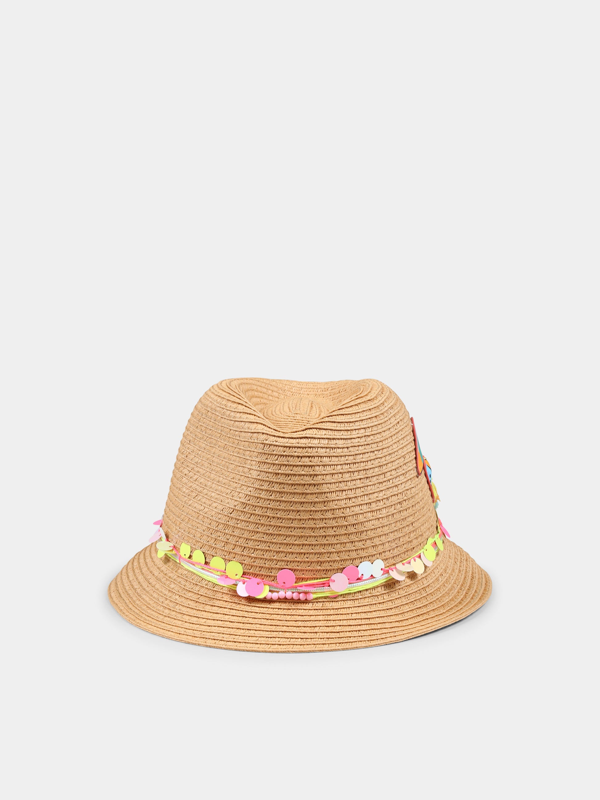 Cappello beige per bambina con pappagallo,Billieblush,U20756 47A