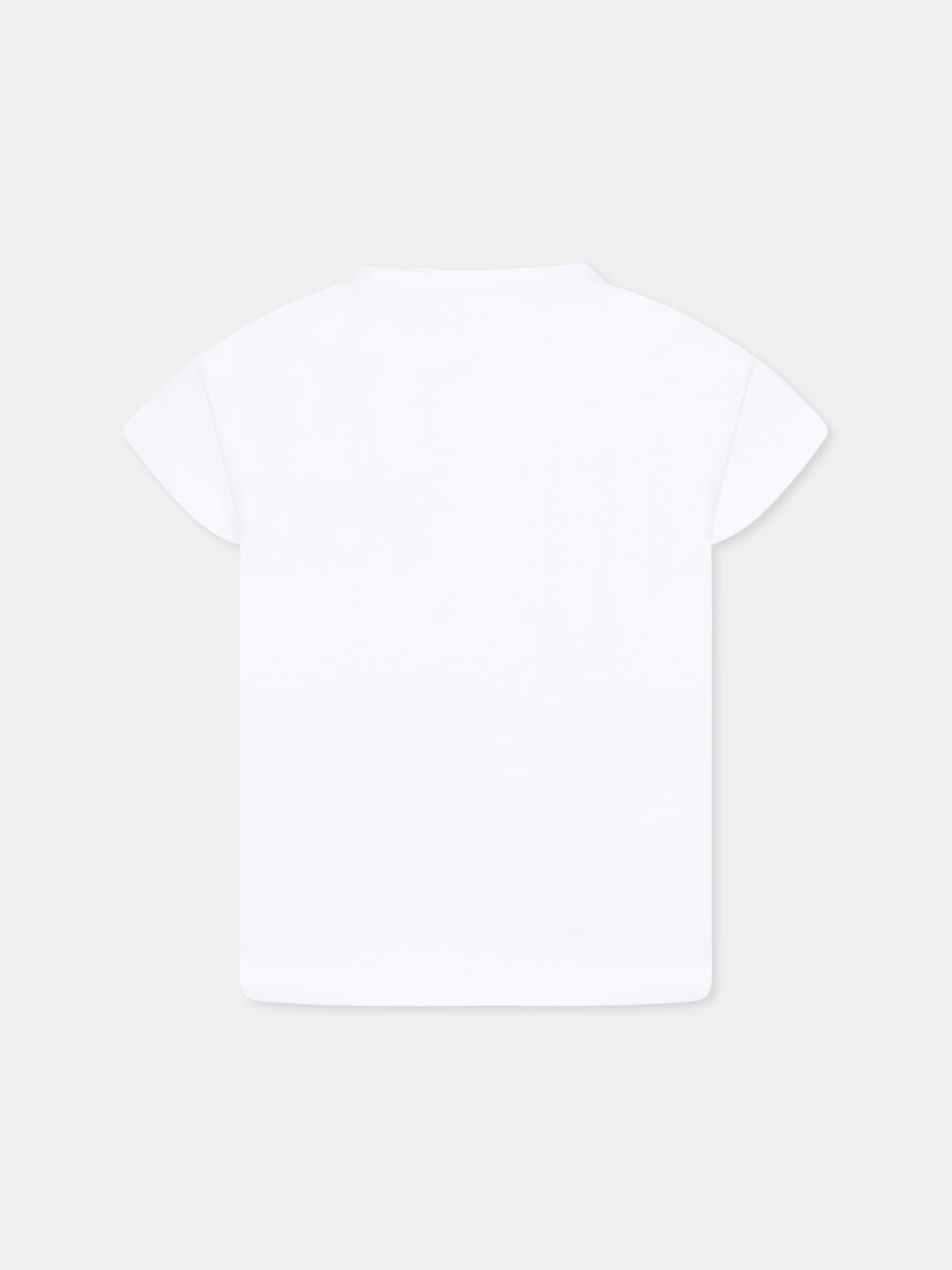 T-shirt bianca per bambina con palma e scritta,Billieblush,U20949 10P