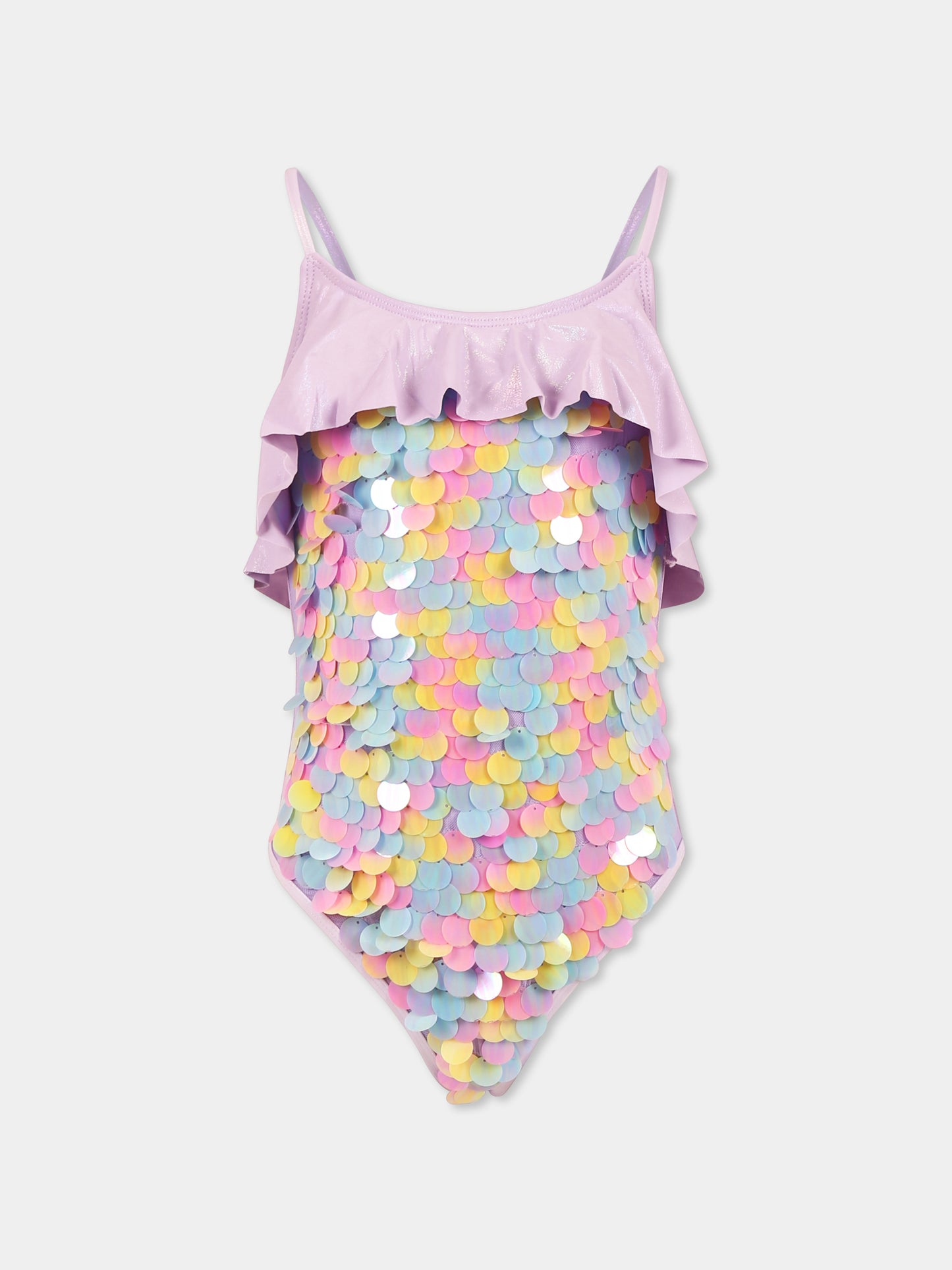 Costume intero viola per bambina con paillettes,Billieblush,U20925 Z41