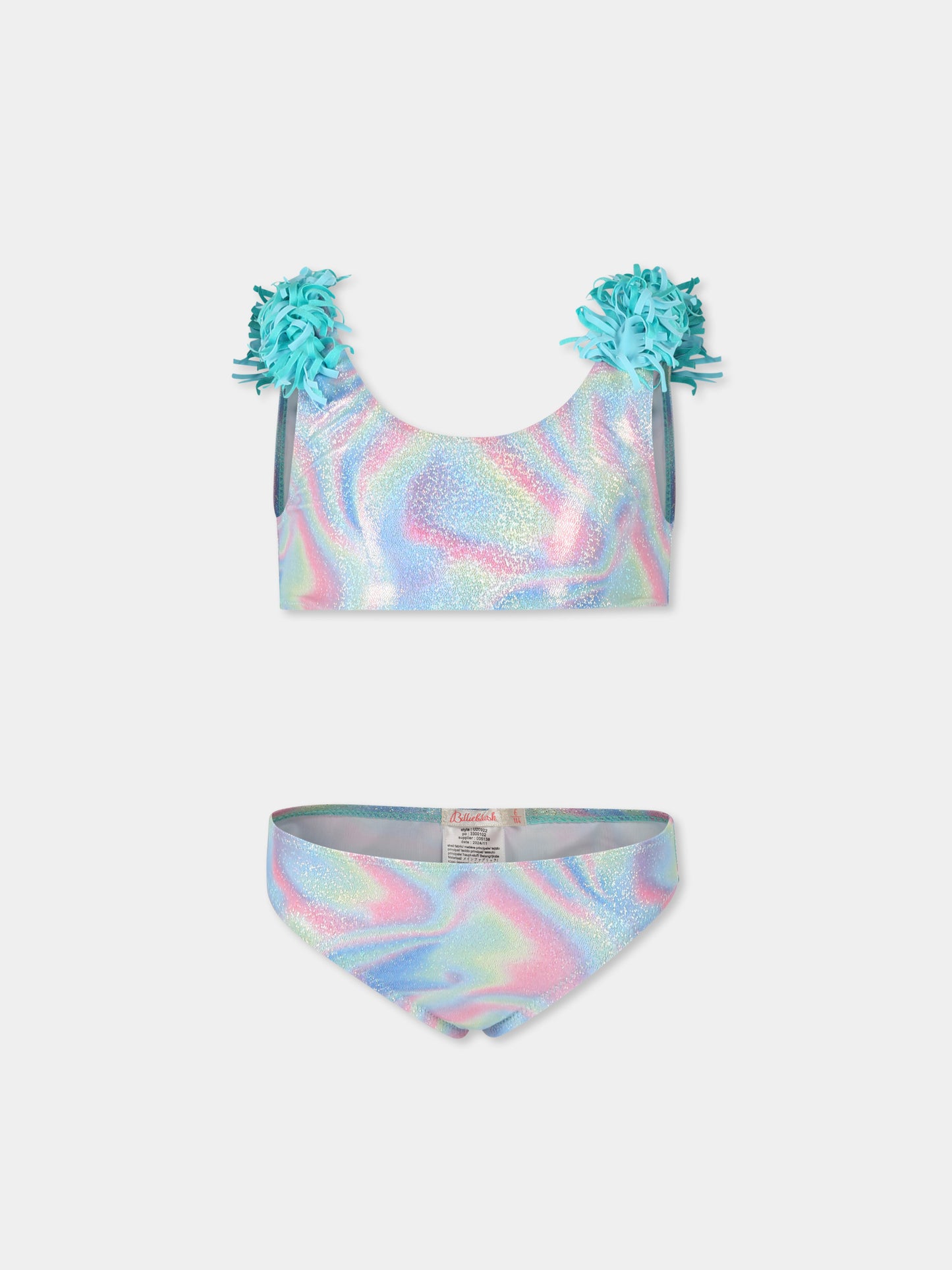 Bikini multicolor per bambina con frange