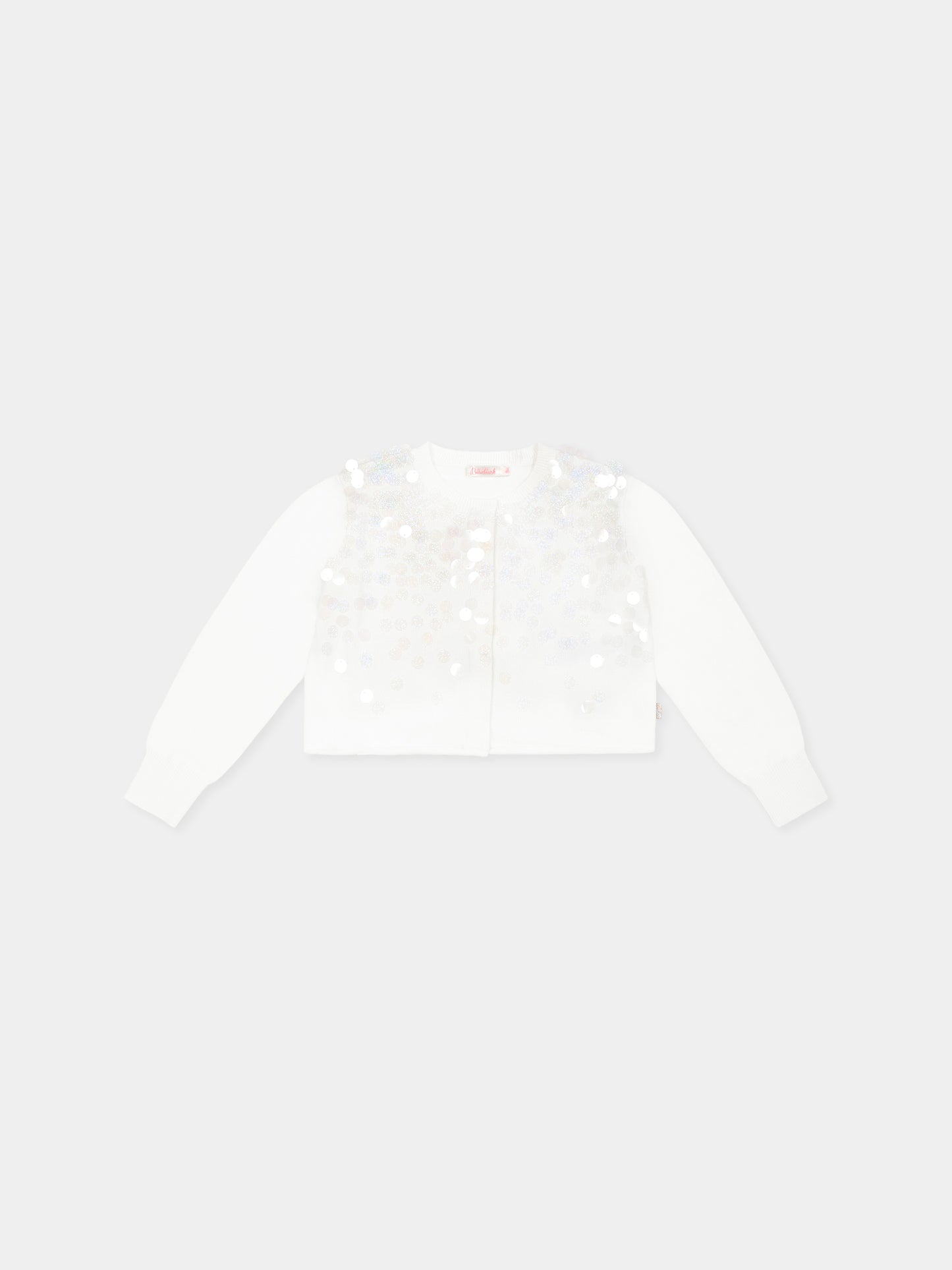 Cardigan avorio per bambina con paillettes,Billieblush,U20993 121