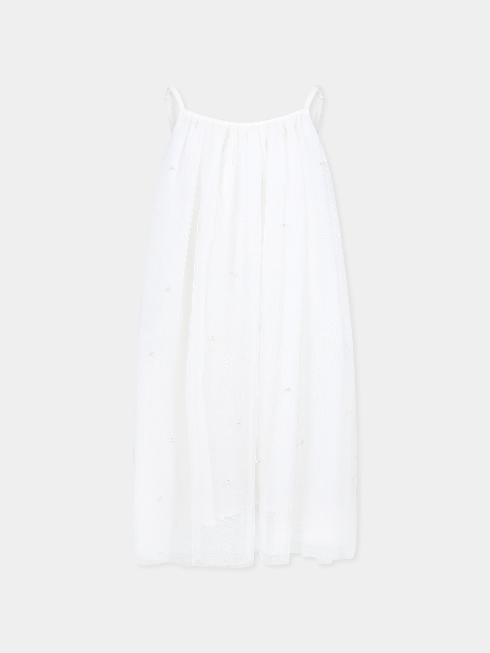 Vestito bianco per bambina con perle,Billieblush,U21131 121