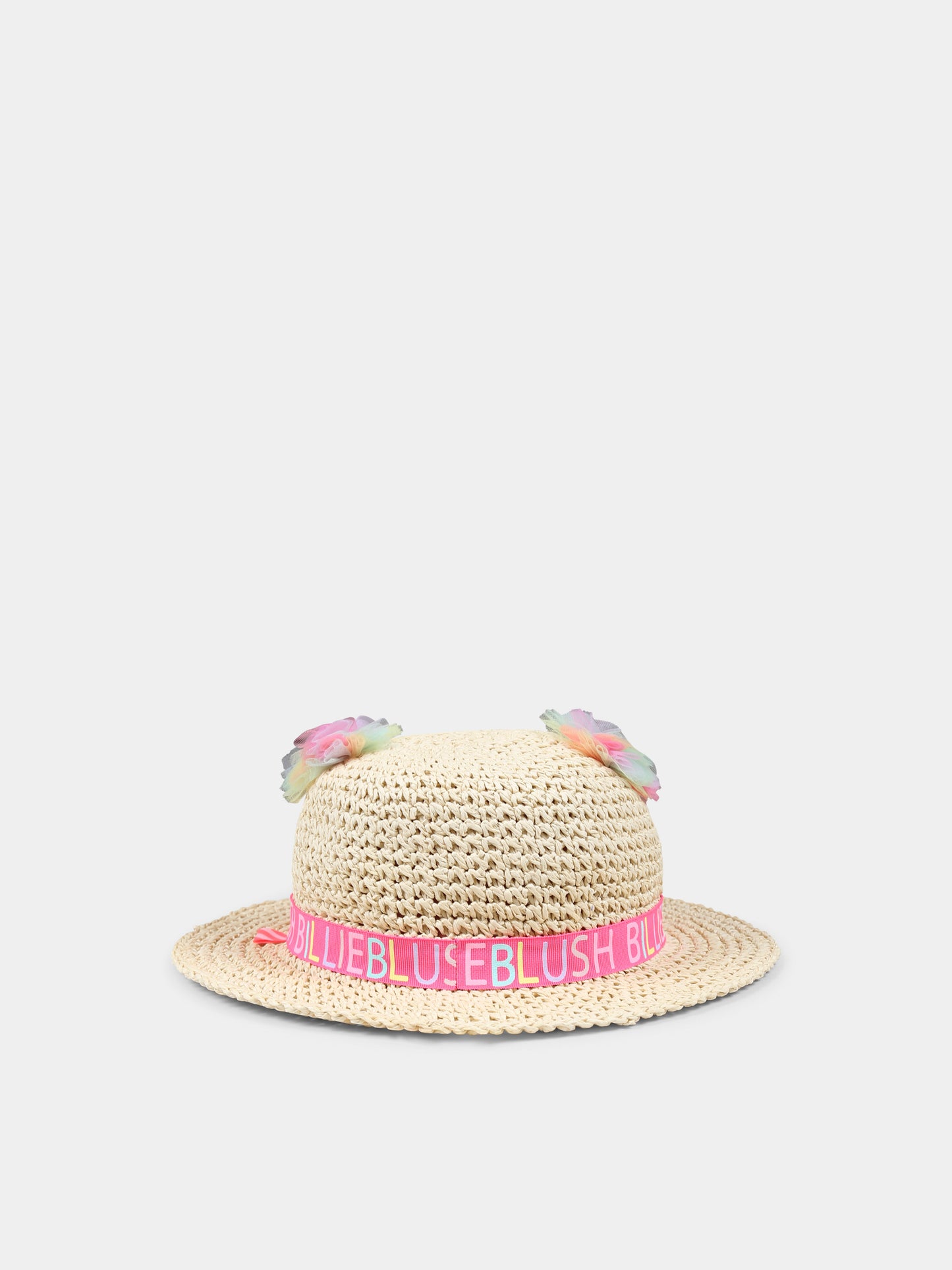 Cappello beige per neonata con pom pon,Billieblush,U20753 47A