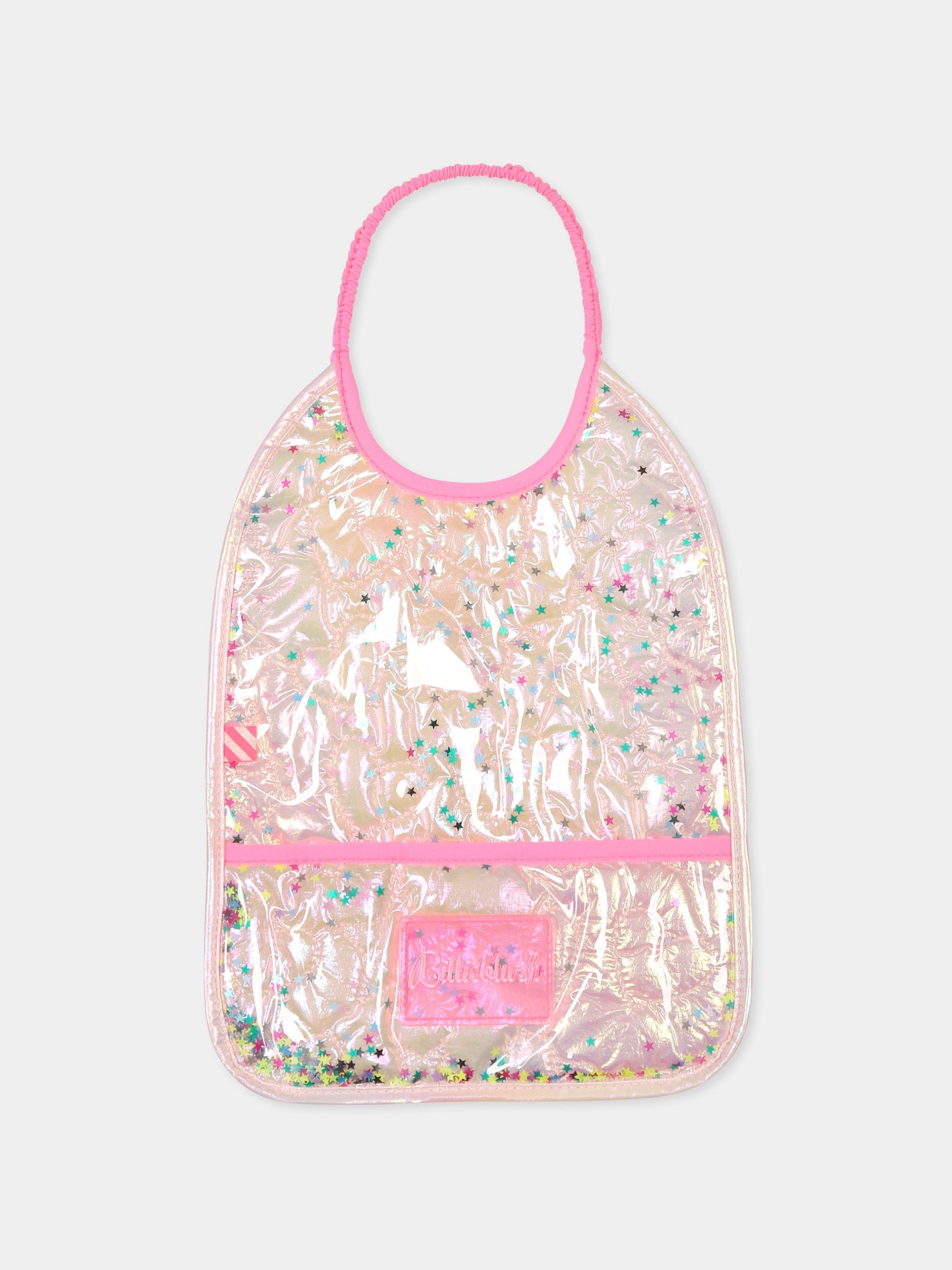 Bavaglino rosa per neonata con logo e paillettes,Billieblush,U21088 45S
