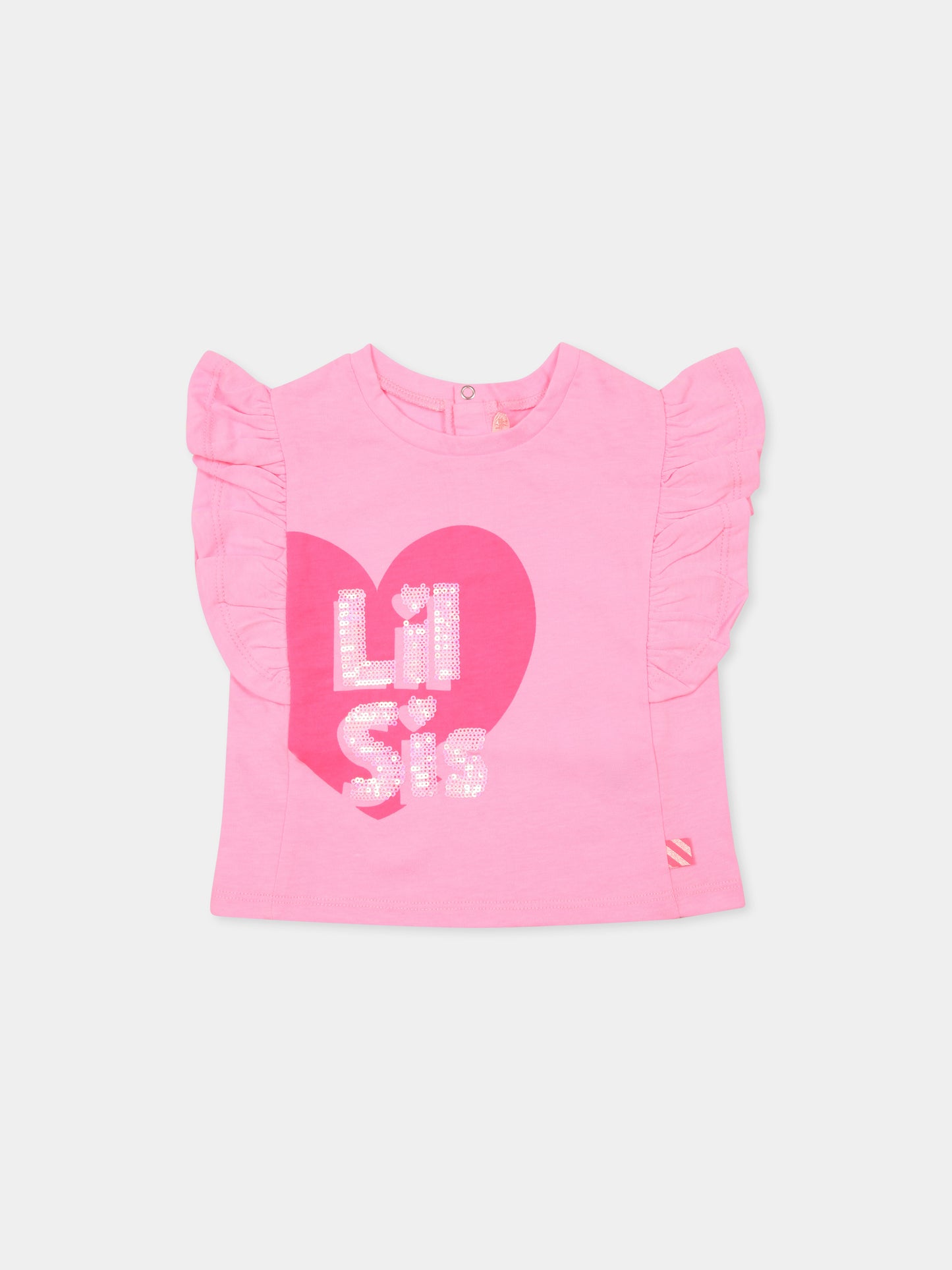 T-shirt rosa per neonata con cuore e scritta
