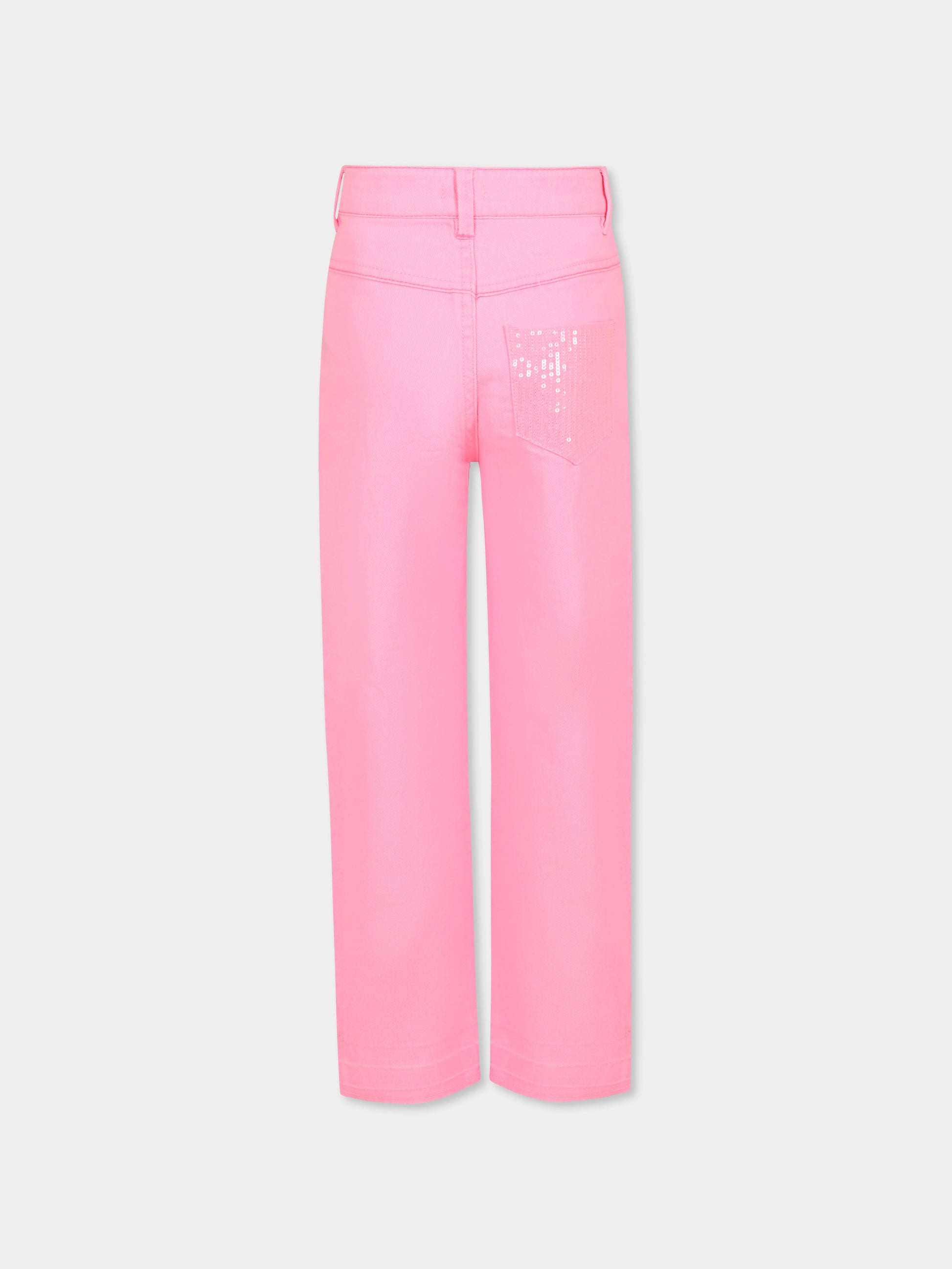 Jeans rosa per bambina con paillettes,Billieblush,U20854 462