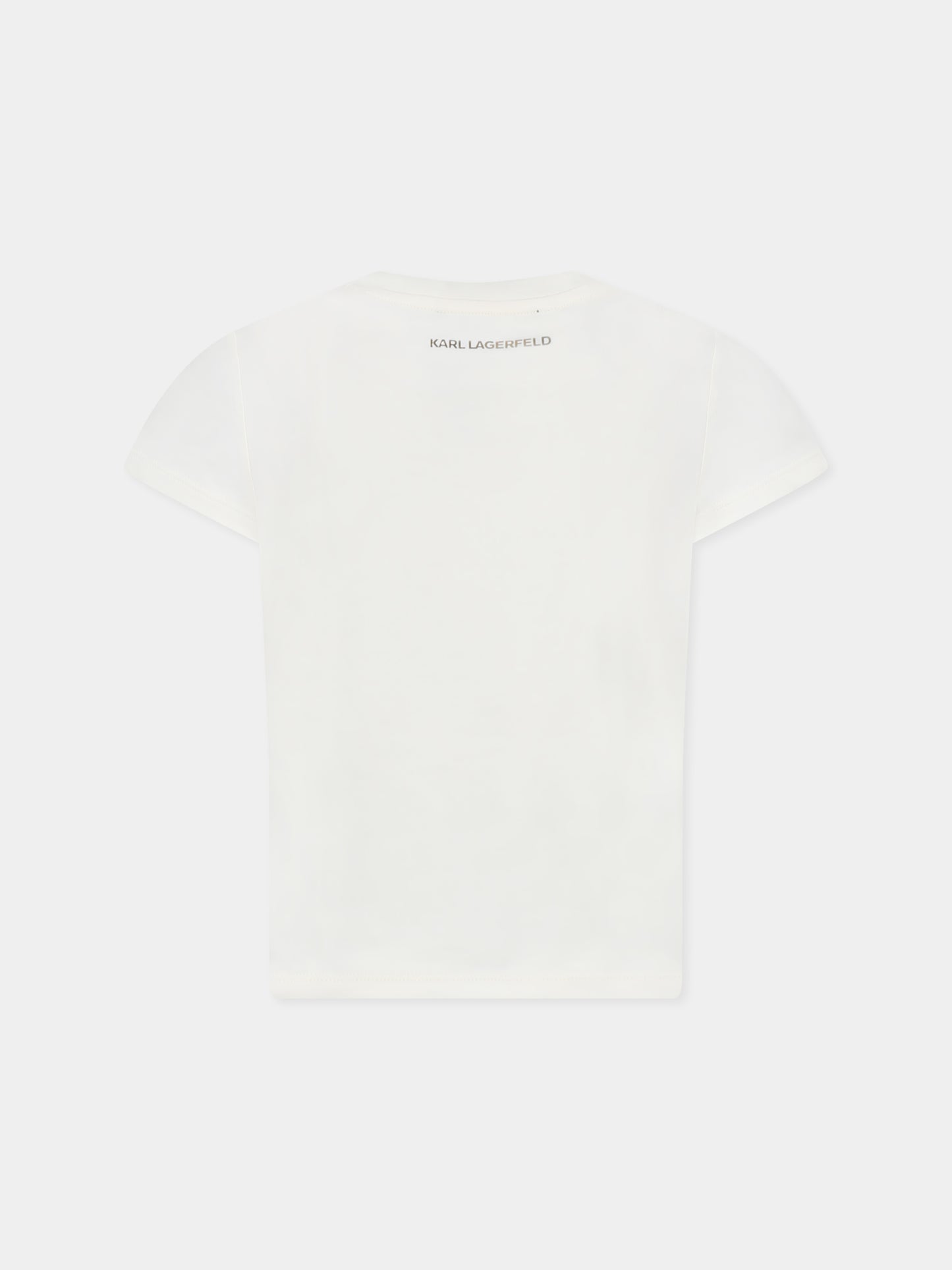 T-shirt avorio per bambina con Choupette,Karl Lagerfeld Kids,Z30447 122