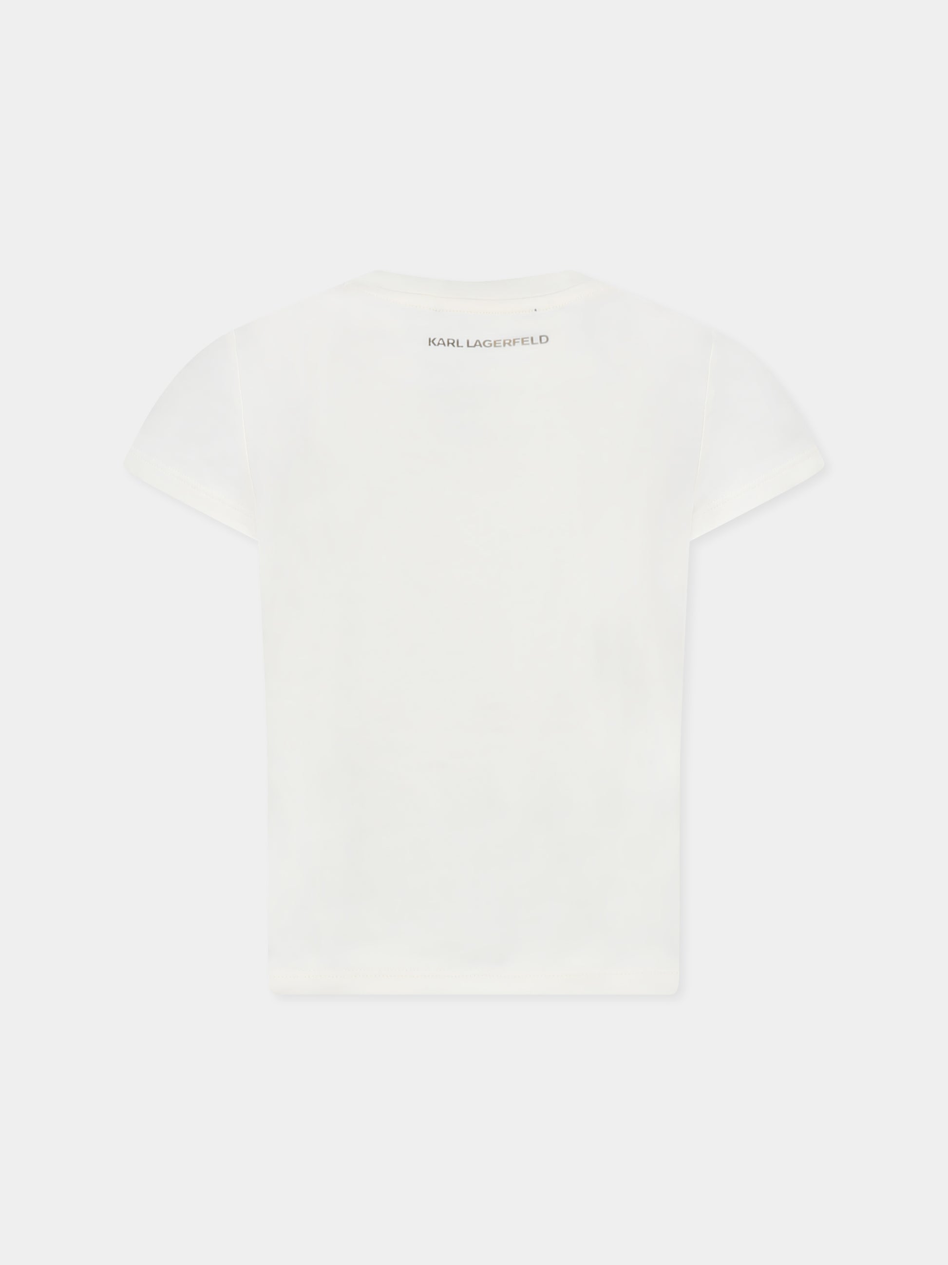 T-shirt avorio per bambina con Choupette,Karl Lagerfeld Kids,Z30447 122