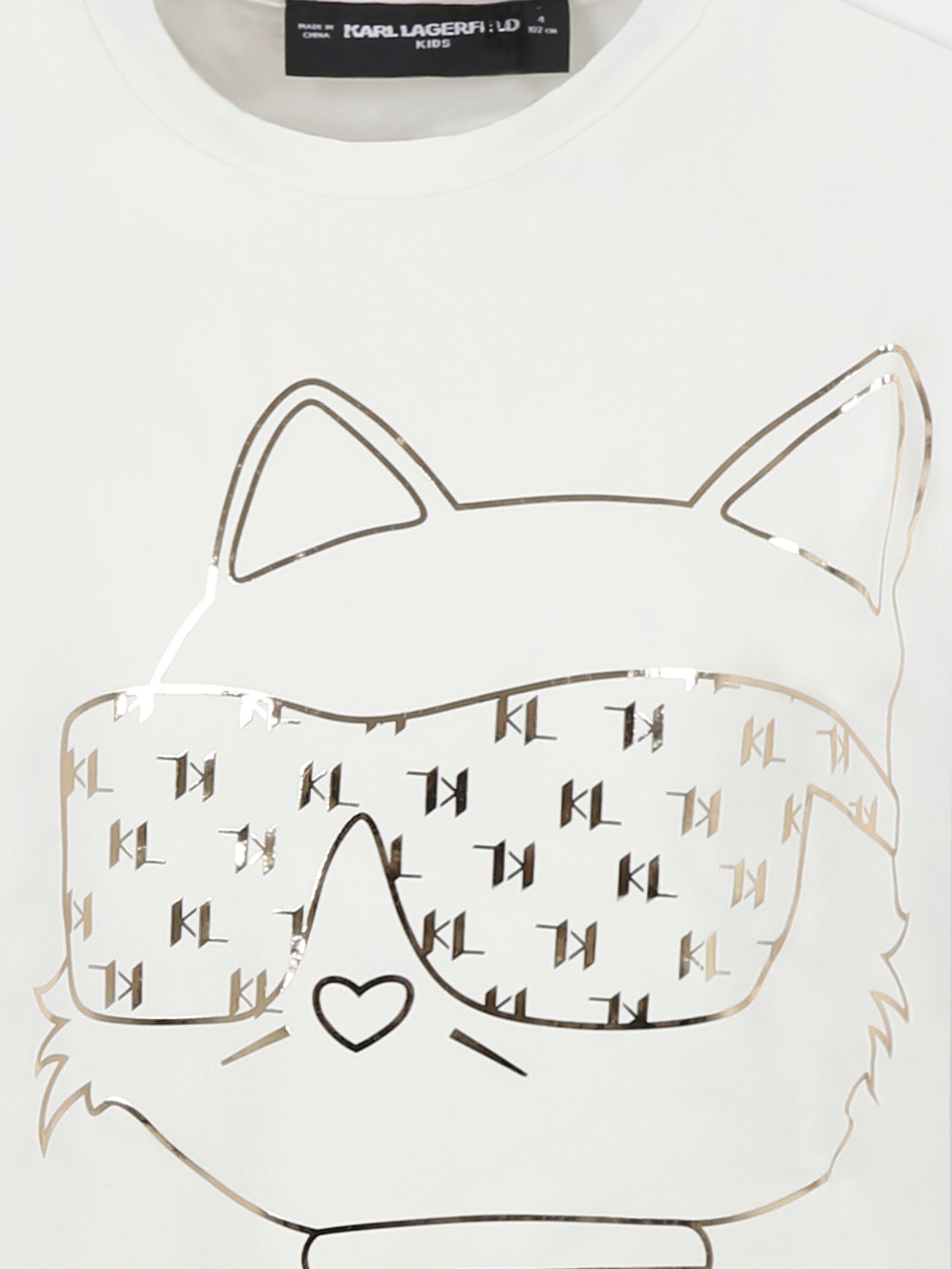 T-shirt avorio per bambina con Choupette,Karl Lagerfeld Kids,Z30447 122