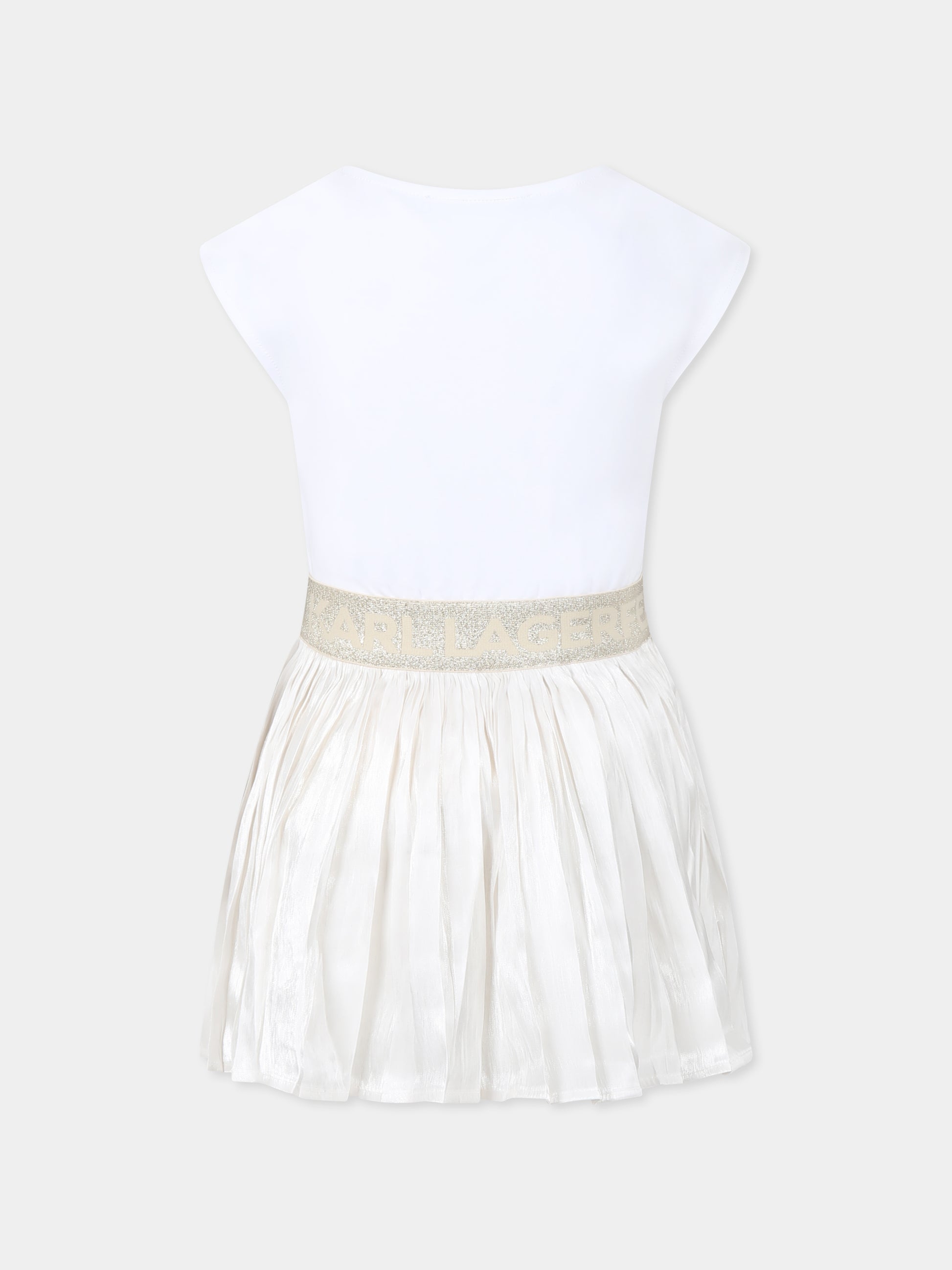 Vestito bianco per bambina con logo,Karl Lagerfeld Kids,Z30569 N01