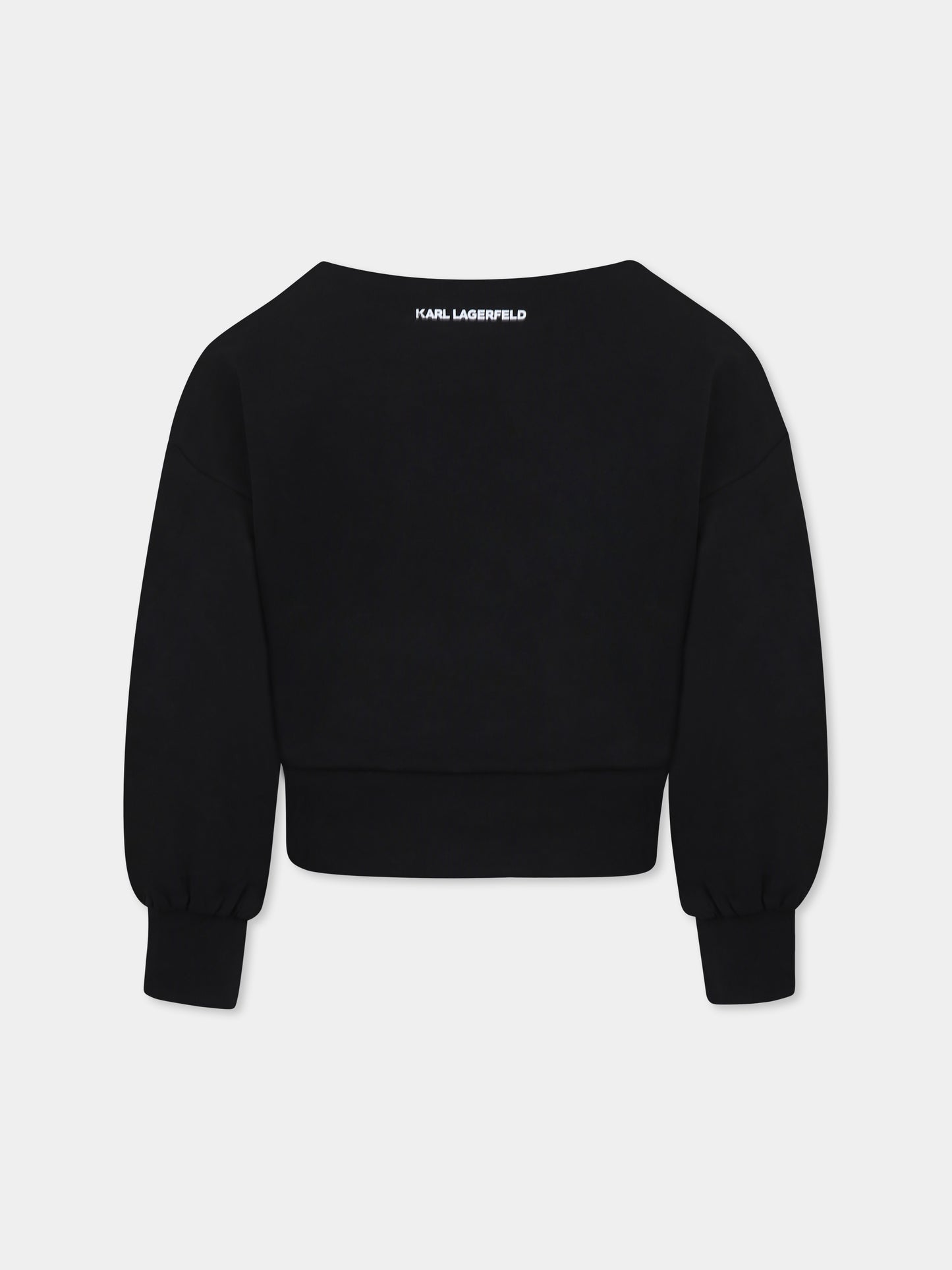 Felpa nera per bambina con logo,Karl Lagerfeld Kids,Z30473 09B