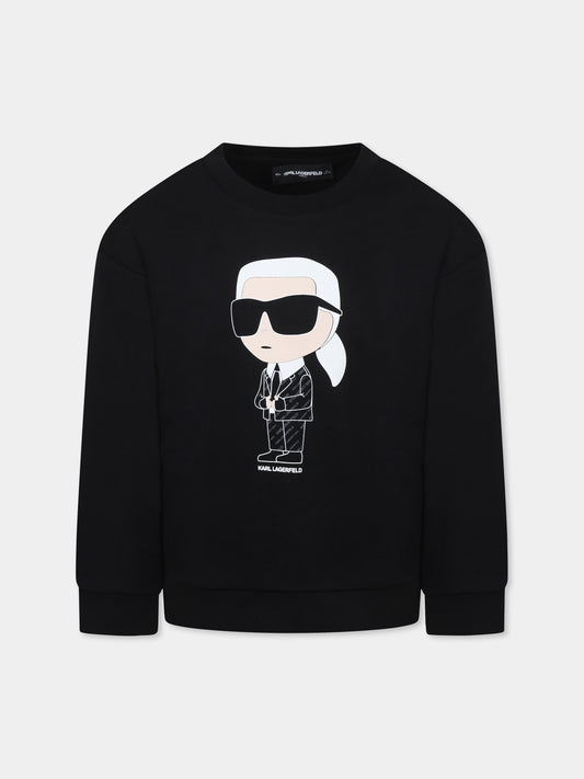 Felpa nera per bambini con Karl Lagerfeled,Karl Lagerfeld Kids,Z30431 09B