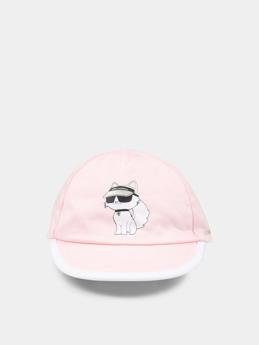 Cappello rosa reversibile per neonata con Choupette