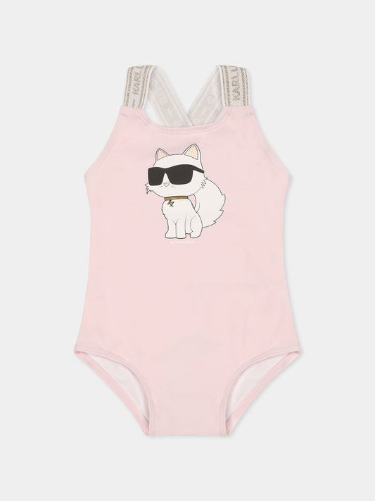 Costume intero rosa per neonata con Choupette