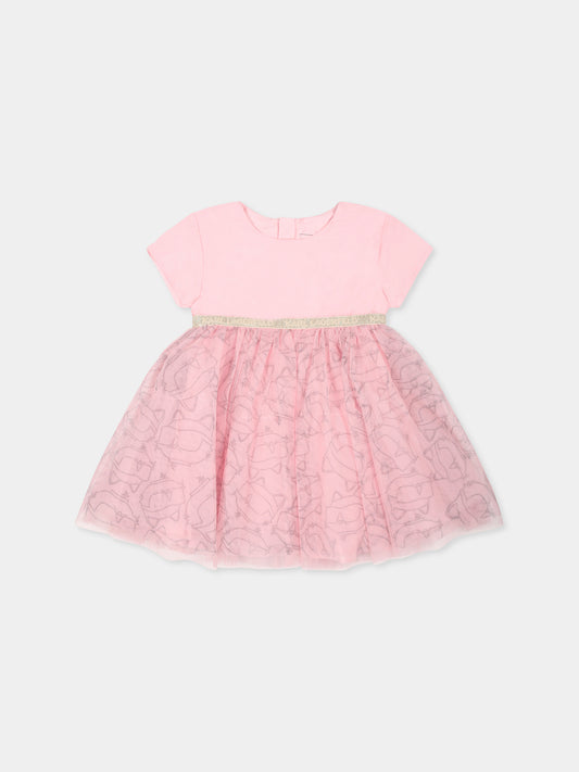 Vestito rosa per neonata con Choupette,Karl Lagerfeld Kids,Z30519 475