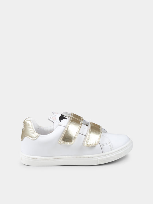 Sneakers bianche per bambina con Choupette,Karl Lagerfeld Kids,Z30383 10P